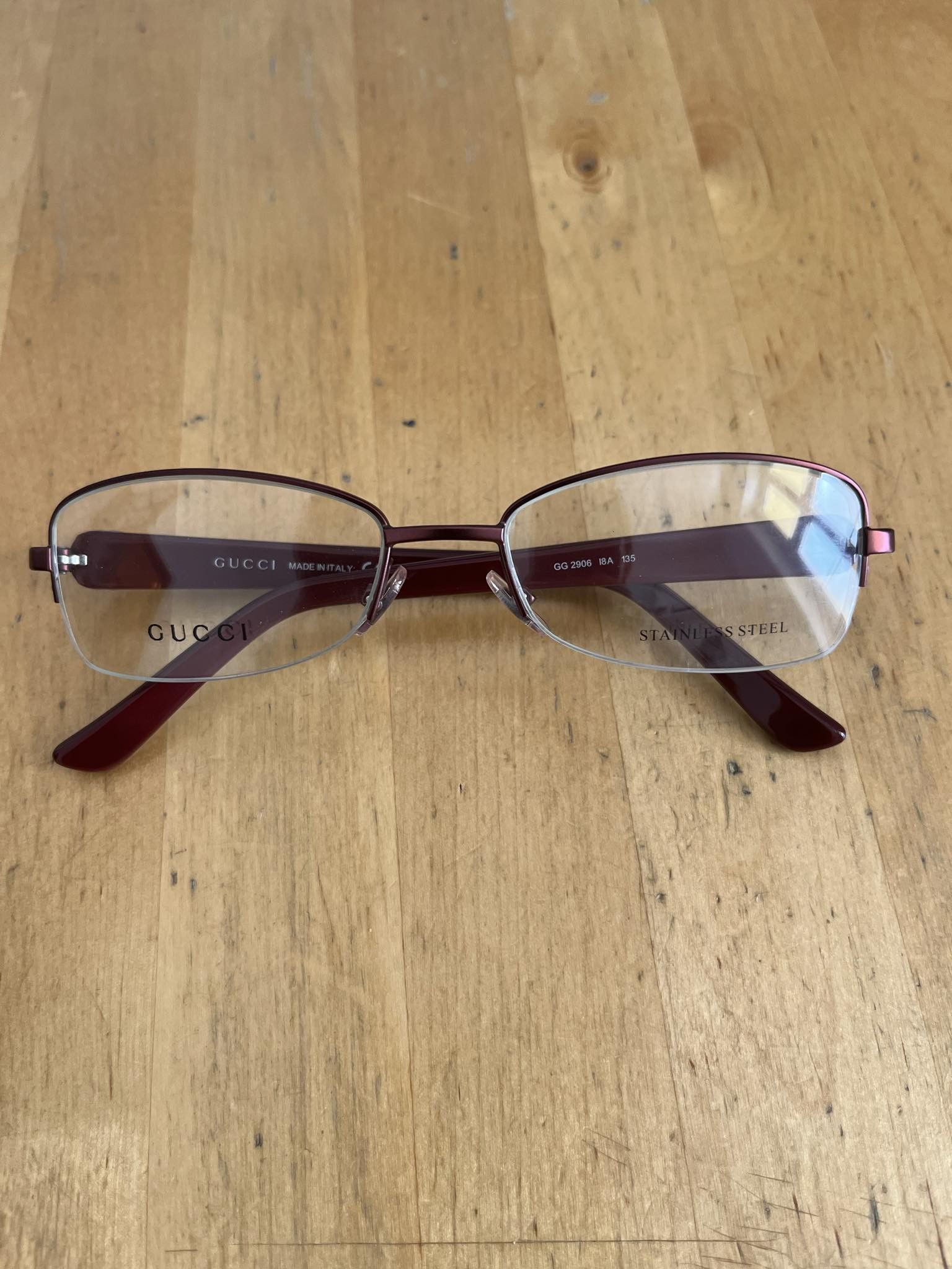 Gucci × Vintage 90's Gucci Wine Red Monogram Rectangular Frame Glasses Size ONE SIZE - 7 Thumbnail