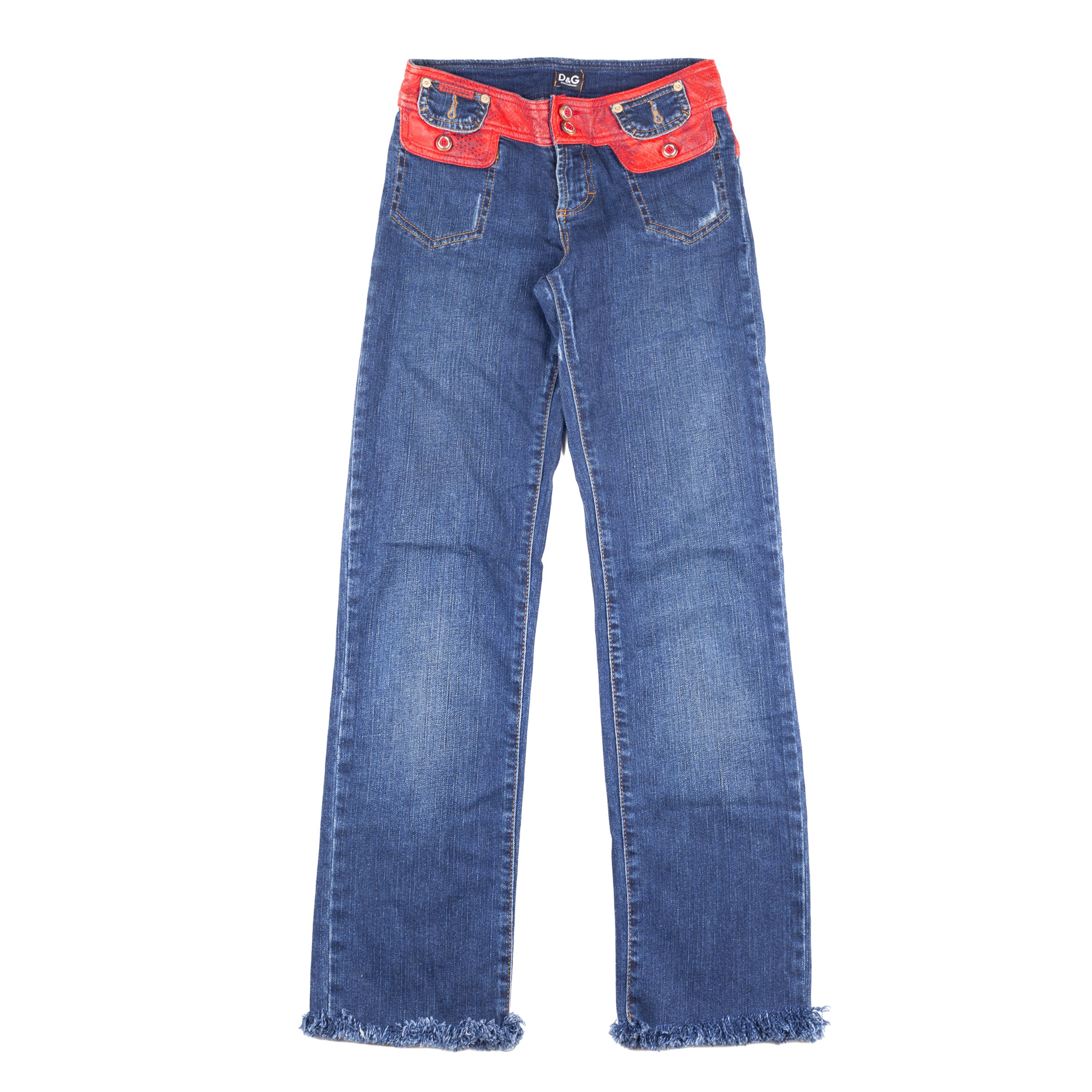 Dolce & Gabbana Dolce & Gabbana Vintage Jeans with Red Python Waistband Size 27" / US 4 / IT 40 - 1 Thumbnail