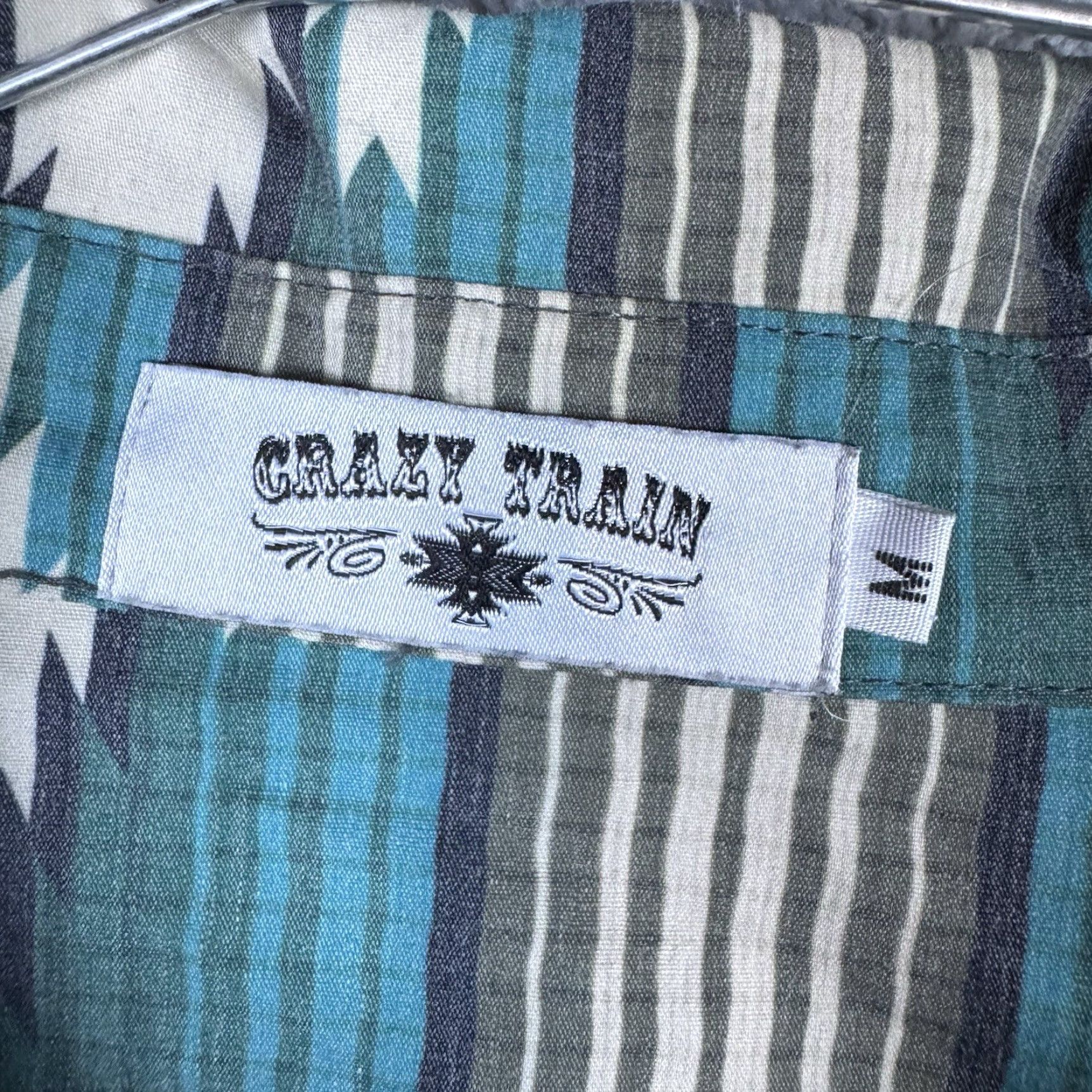 Vintage Crazy Train Pearl Snap Shirt Womens M Vintage Cowgirl Aztec Sawtooth 90s Western Size M / US 6-8 / IT 42-44 - 4 Thumbnail