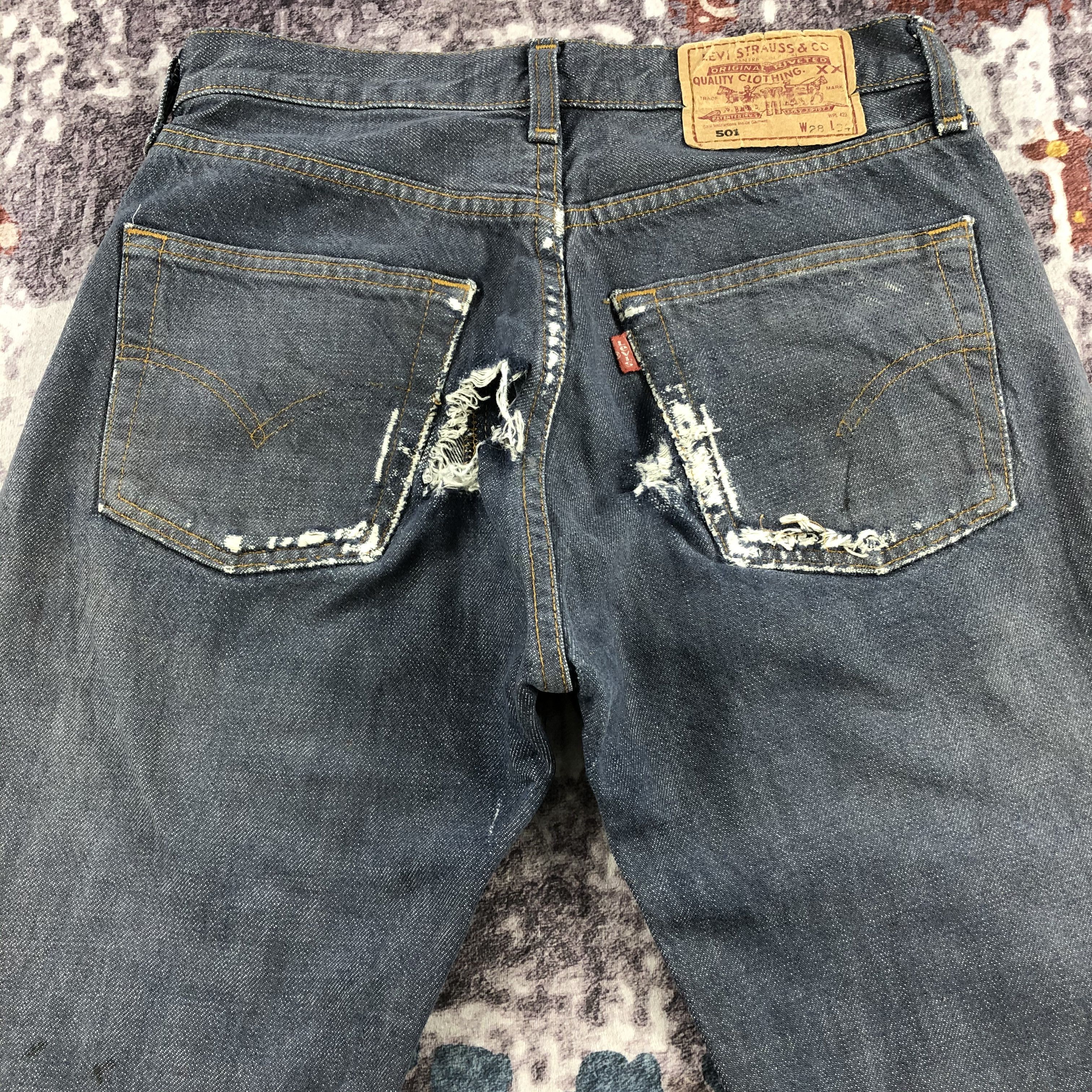 Levi's 90s Vintage Ripped Levis 501 Jeans-JM2674 Size US 28 / EU 44 - 5 Thumbnail