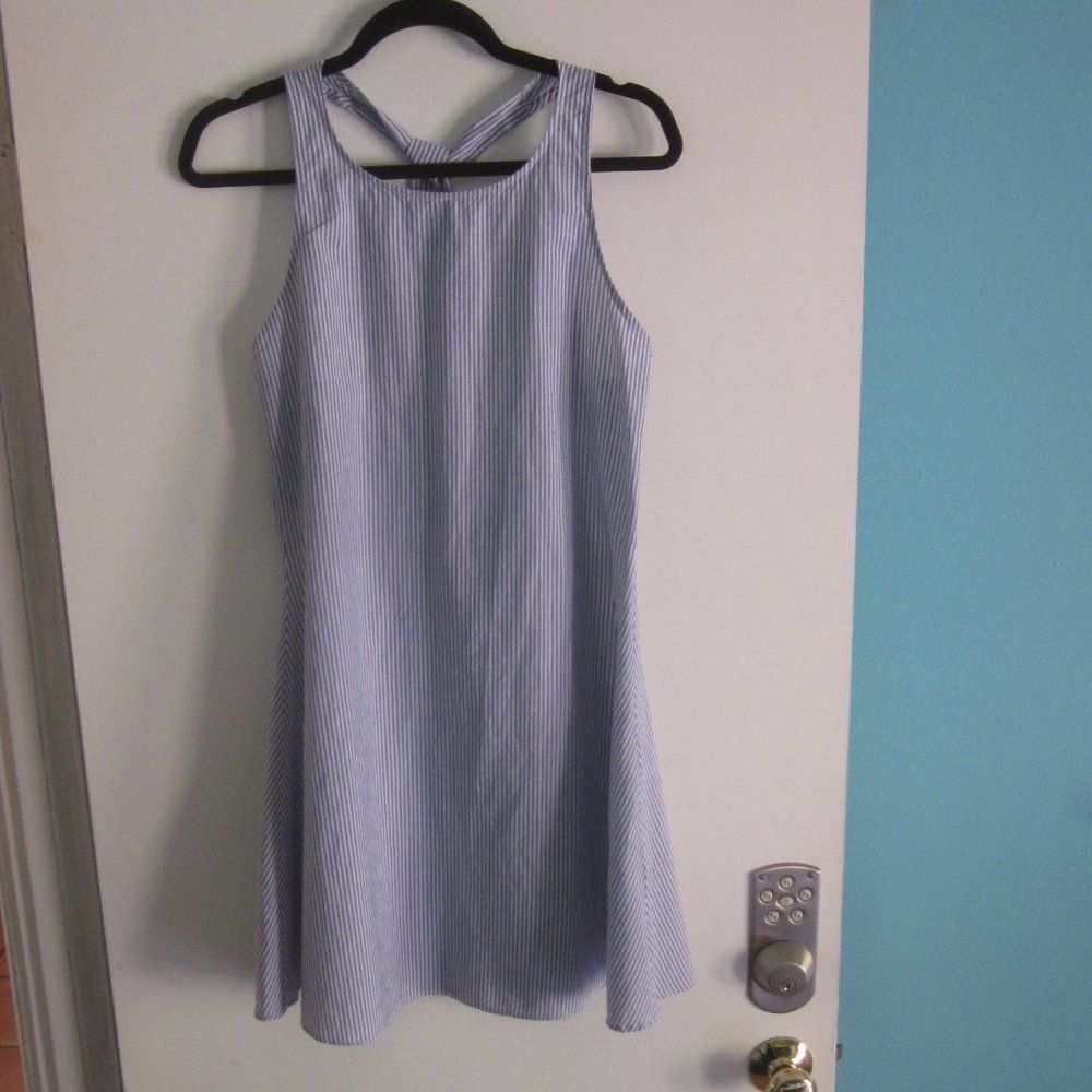 Mavi Mavi Sustainable Cotton Summer Dress Womens Size S Tie Back Blue Stripe Size S / US 4 / IT 40 - 4 Thumbnail