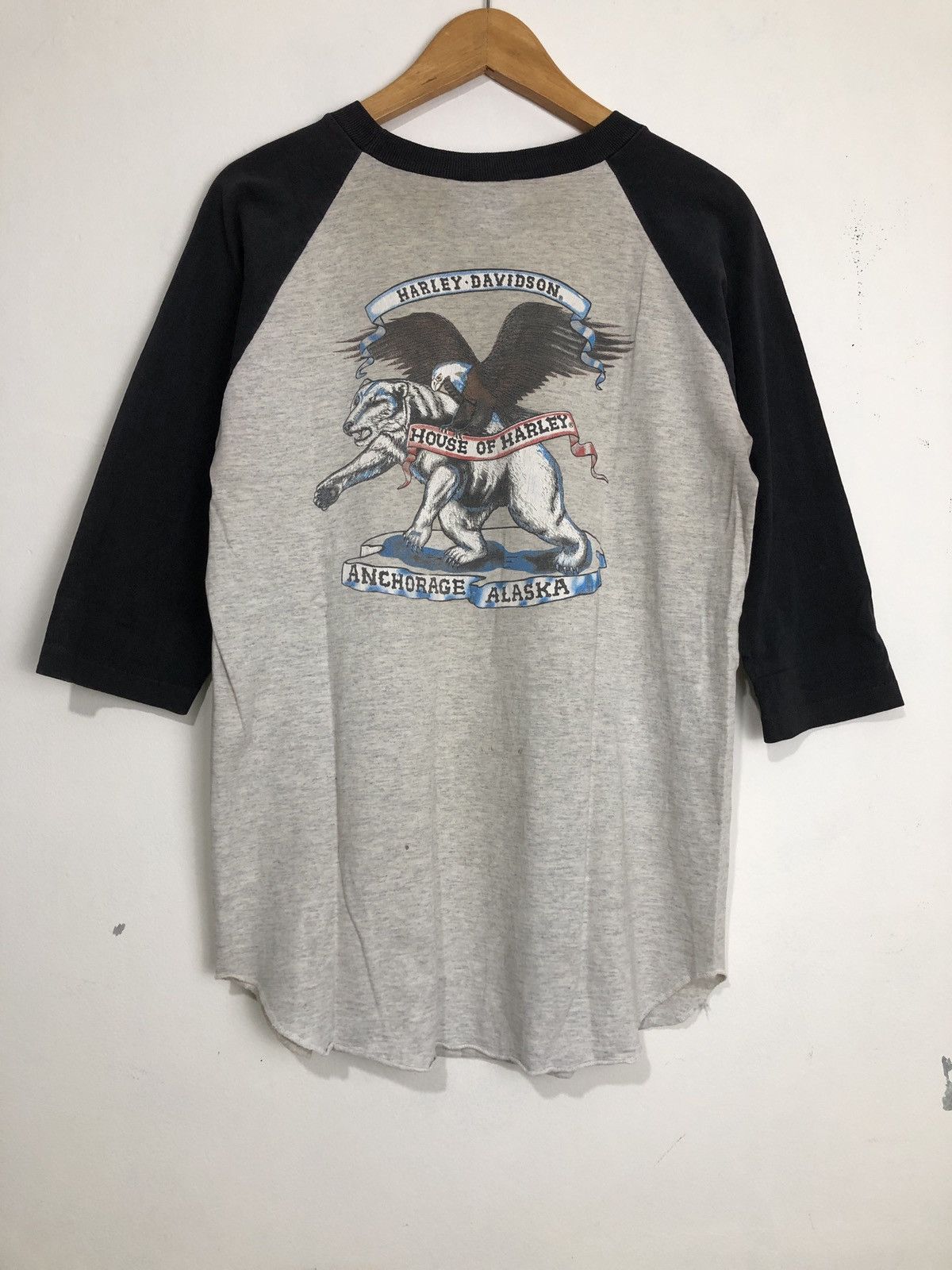 Harley Davidson Vintage 1991 Harley Davidson Raglan T-Shirt Size US M / EU 48-50 / 2 - 6 Thumbnail