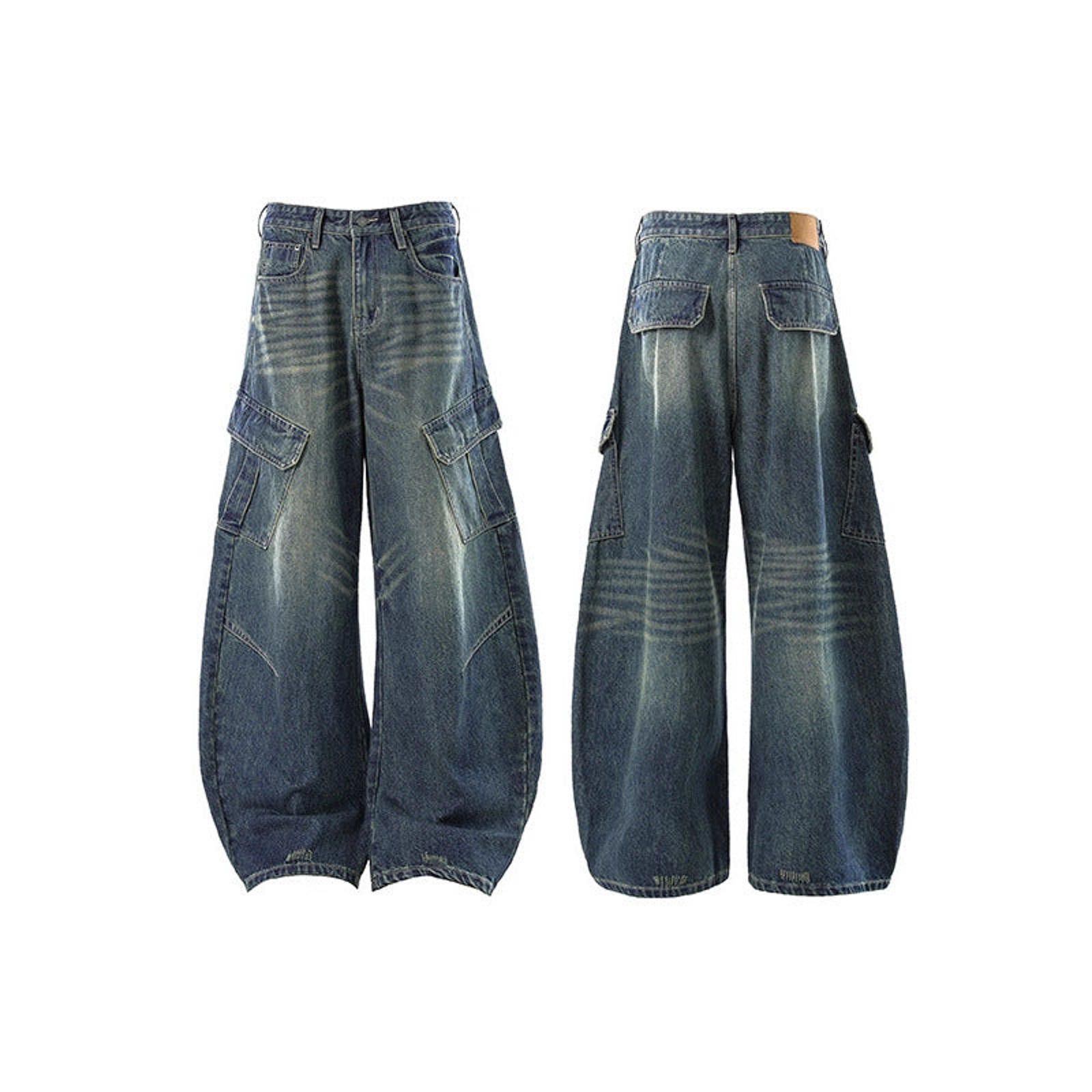 Other Wide Leg Cargo Denim Jeans, Baggy Washed Blue Jeans Size US 28 / EU 44 - 5 Thumbnail