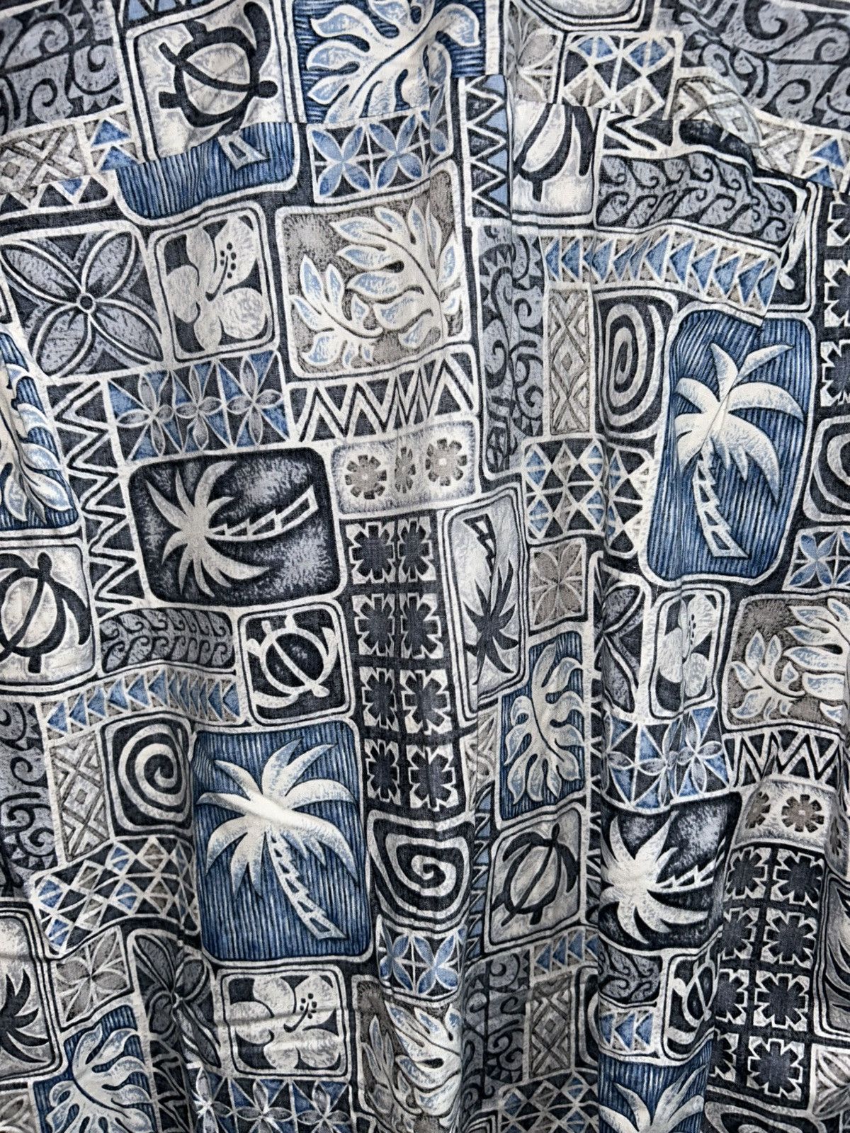 Vintage Royal Creations Aloha Hawaii Open Collar Shirt Blue Tapa Size US L / EU 52-54 / 3 - 5 Thumbnail