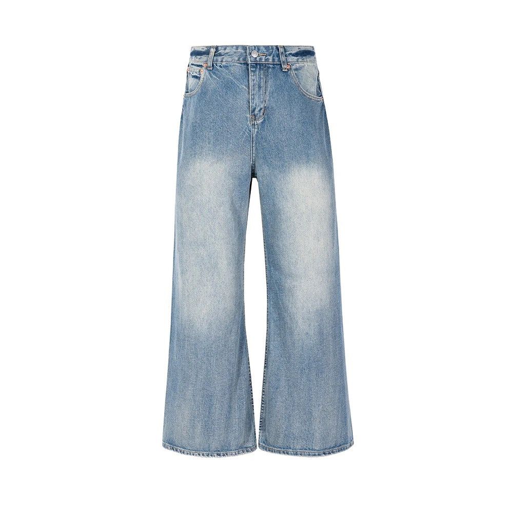 Designer × Jean Vintage Blue Straight Baggy Jeans Size US 35 - 3 Thumbnail