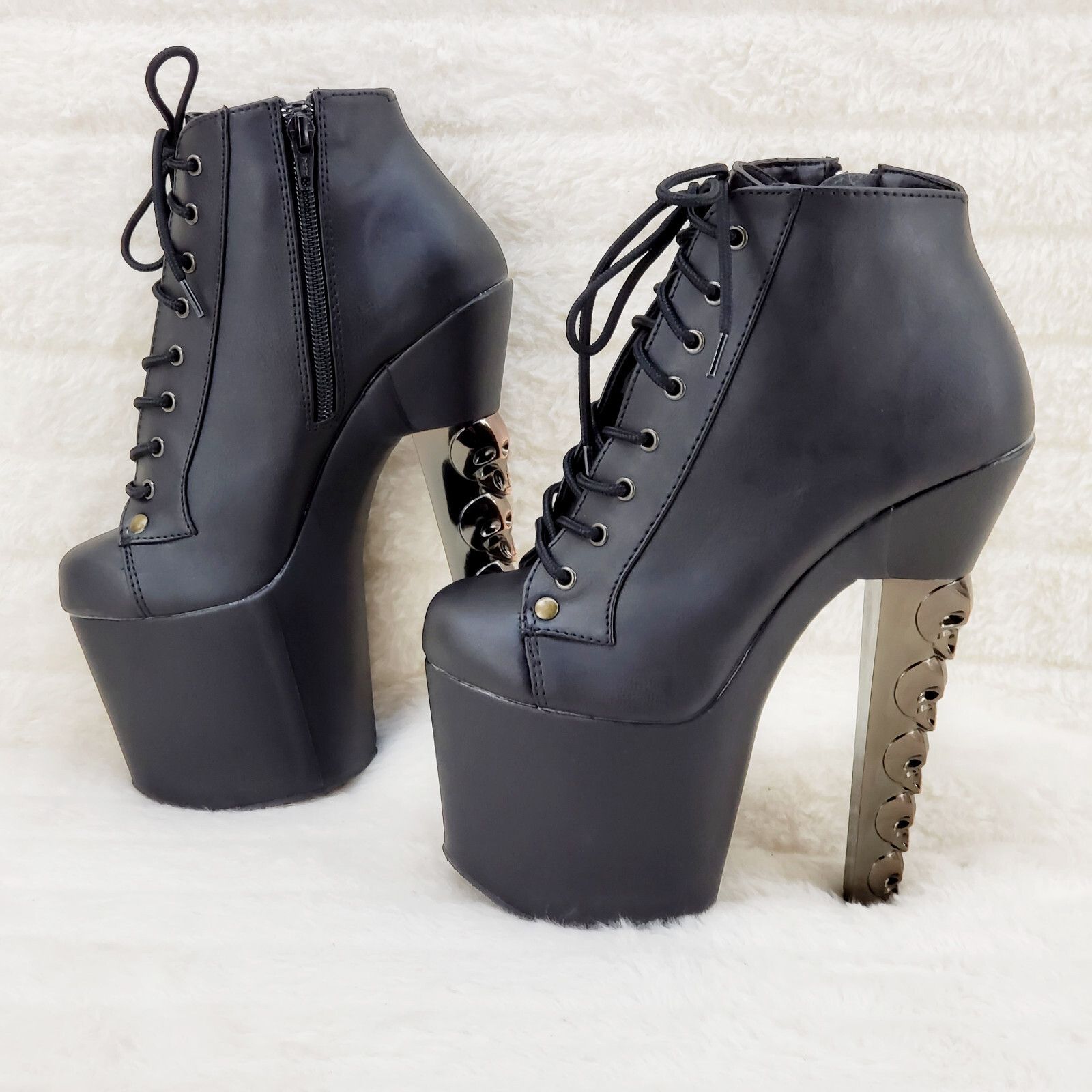Other Voodoo 1005 Brush Metal Skull Stacked 7" High Heel Platform Size US 10 / IT 40 - 2 Thumbnail