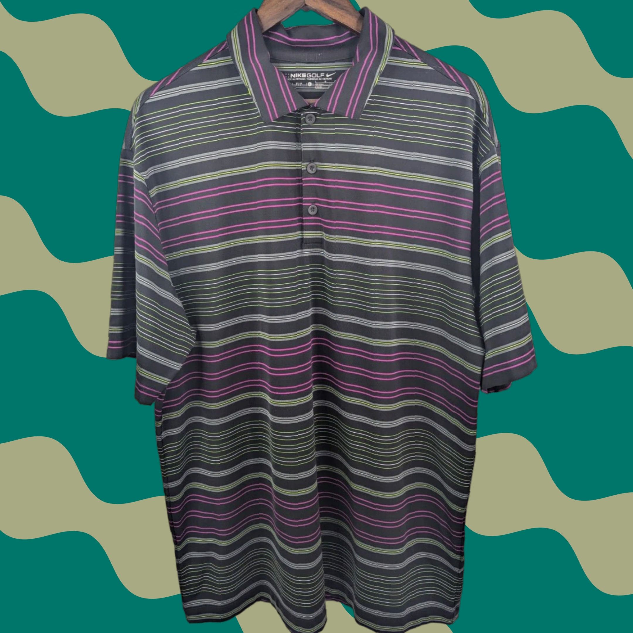 Nike Nike Golf Polo Shirt Short Sleeve Dri-Fit Stripe Black 360183-010 Men's Large Size US L / EU 52-54 / 3 - 1 Thumbnail