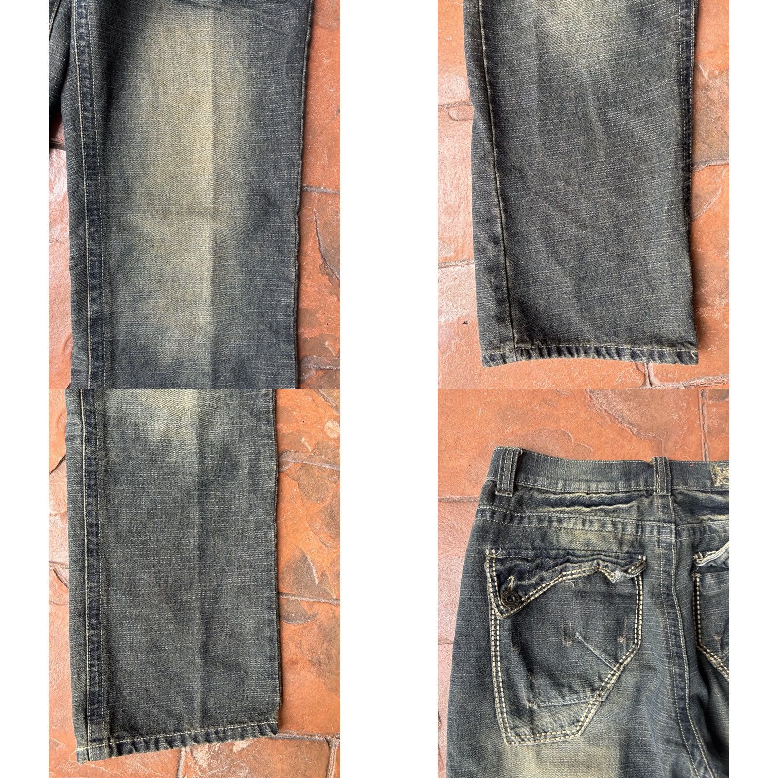 Vintage VINTAGE Fusai Baggy Jeans Men’s 34x32 Distressed Grunge Skater Wide-Leg 34 32 Black Cotton Embroidered Medium Mens Size US 34 / EU 50 - 8 Thumbnail
