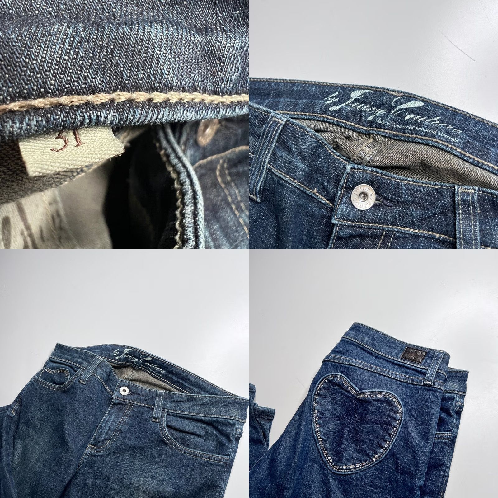 Juicy Couture Juicy Couture Jeans Dark Wash Rhinestone Heart Flare 31 Y2K Style Womens Jeans 5-Pocket Stretch Denim Vintage? No Size 24" / US 00 / IT 34 - 8 Thumbnail