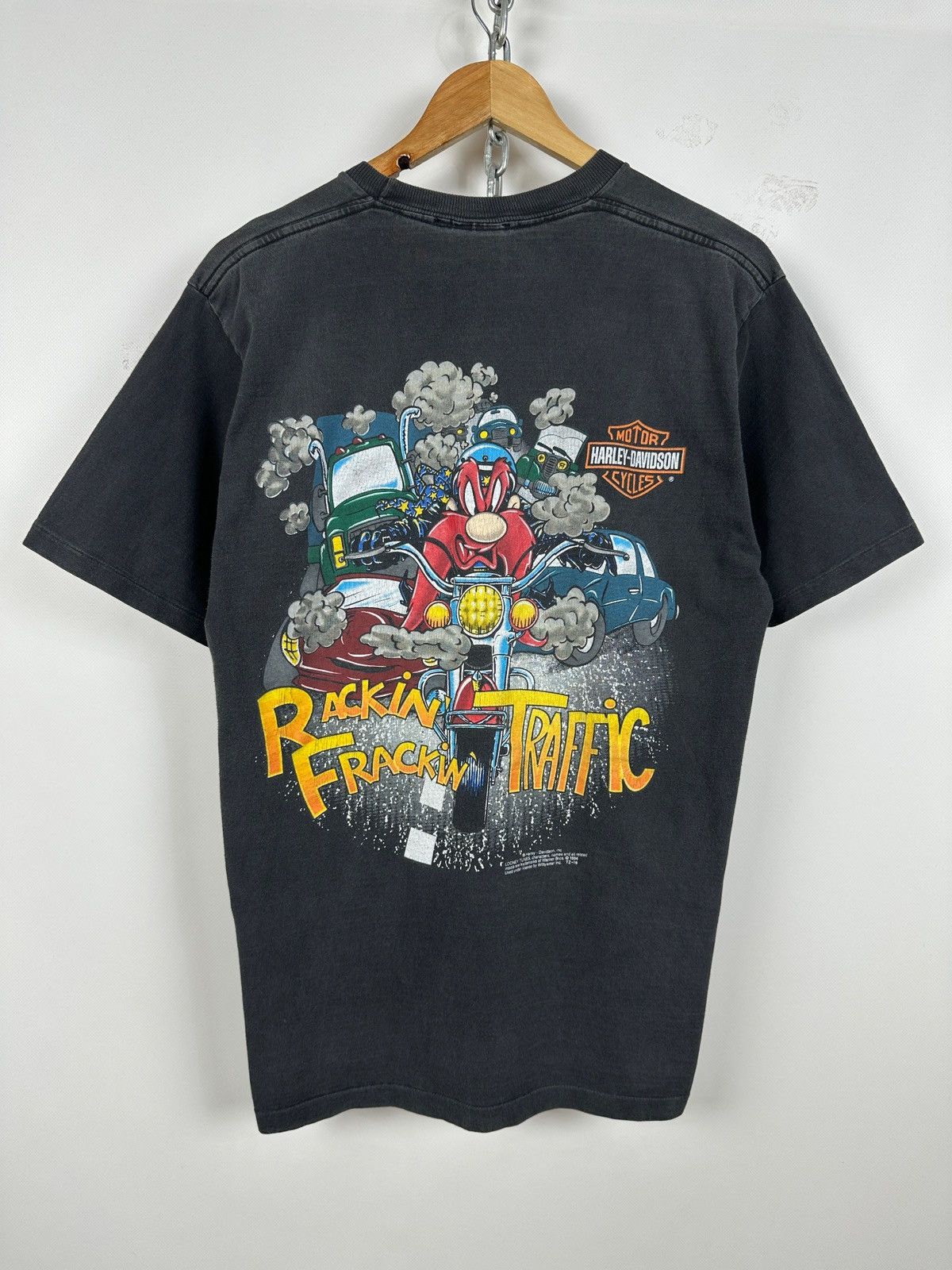 Harley Davidson 1994 Harley Davidson Looney Tunes Yosemite Dam Fade T-Shirt Size US L / EU 52-54 / 3 - 1 Thumbnail