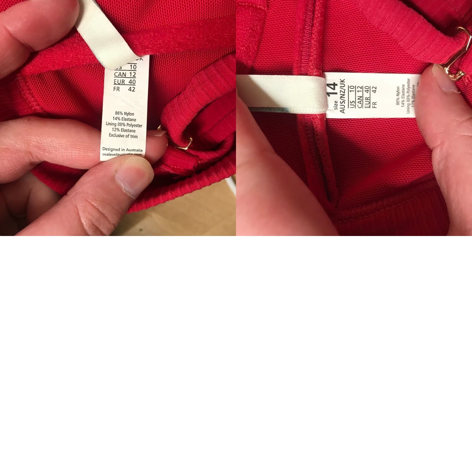 Vintage Sea Level Australia Red Ribbed Square Neck Bikini Top Adjustable Straps Size 10 Womens Size M / US 6-8 / IT 42-44 - 8 Thumbnail