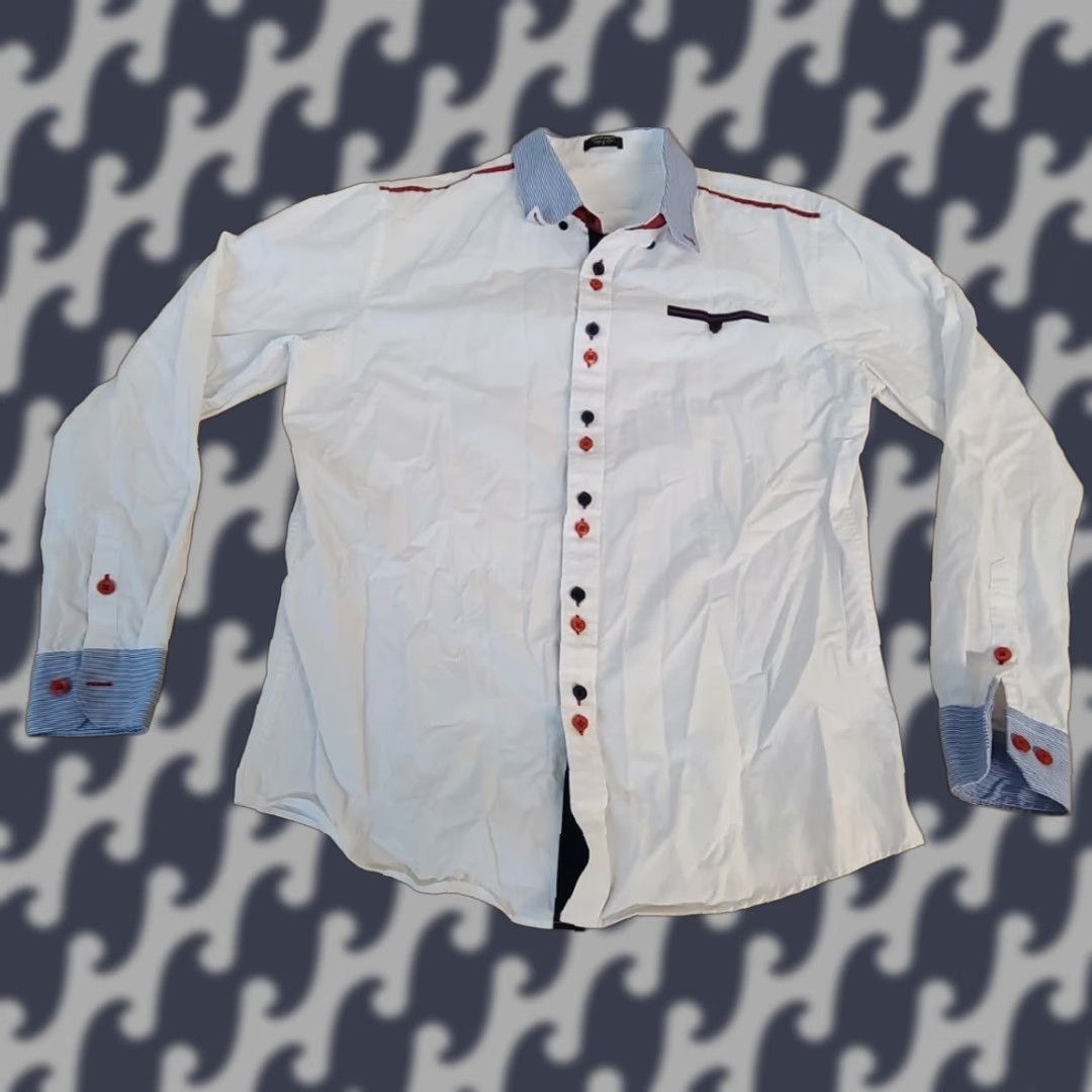 Vintage Coofandy Button-Up Shirt White Collared Long Sleeve Men S Small Casual Cotton Shirt Size US S / EU 44-46 / 1 - 1 Thumbnail