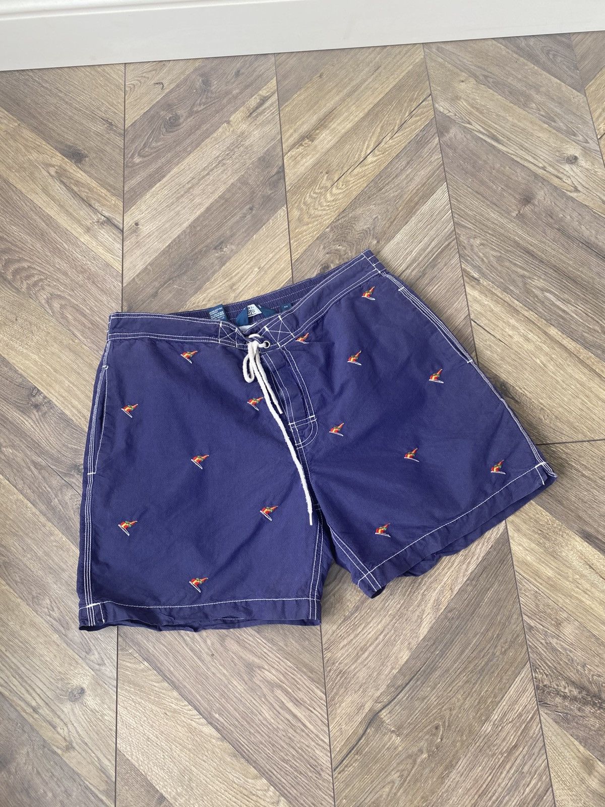 Polo Ralph Lauren × Vintage VINTAGE Polo Ralph Swim Trunks Blue Board Shorts 90s 00s Size US 31 - 4 Thumbnail