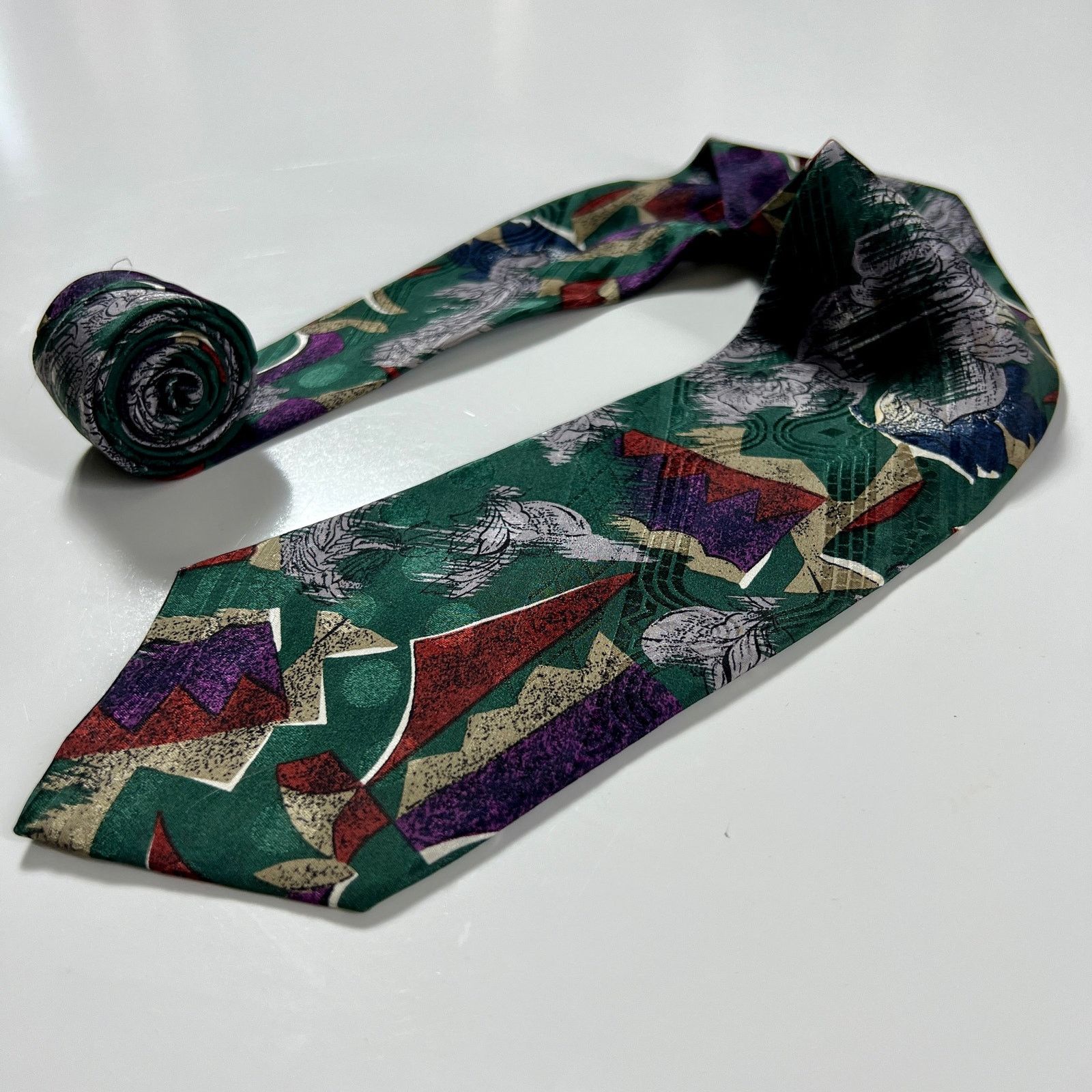 Christian Dior Monsieur Christian Dior Monsieur Tie Green Purple 100% Silk Necktie Size ONE SIZE - 1 Thumbnail