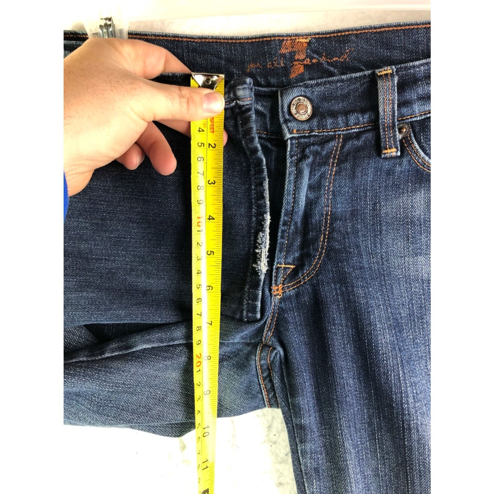 7 For All Mankind 7 For All Mankind Juniors Size 27 Low Rise Straight Leg Blue Denim Jeans Size 27" / US 4 / IT 40 - 4 Thumbnail