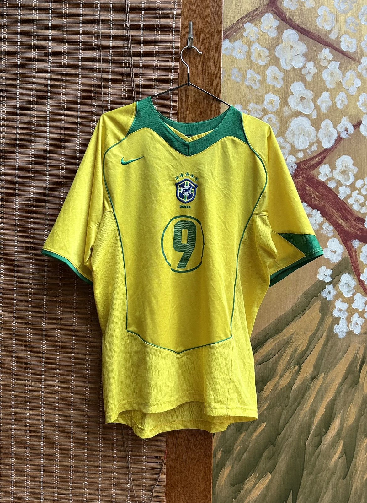 2004 Nike Total 90 Brazil Home Jersey #9 Adriano Blokecore