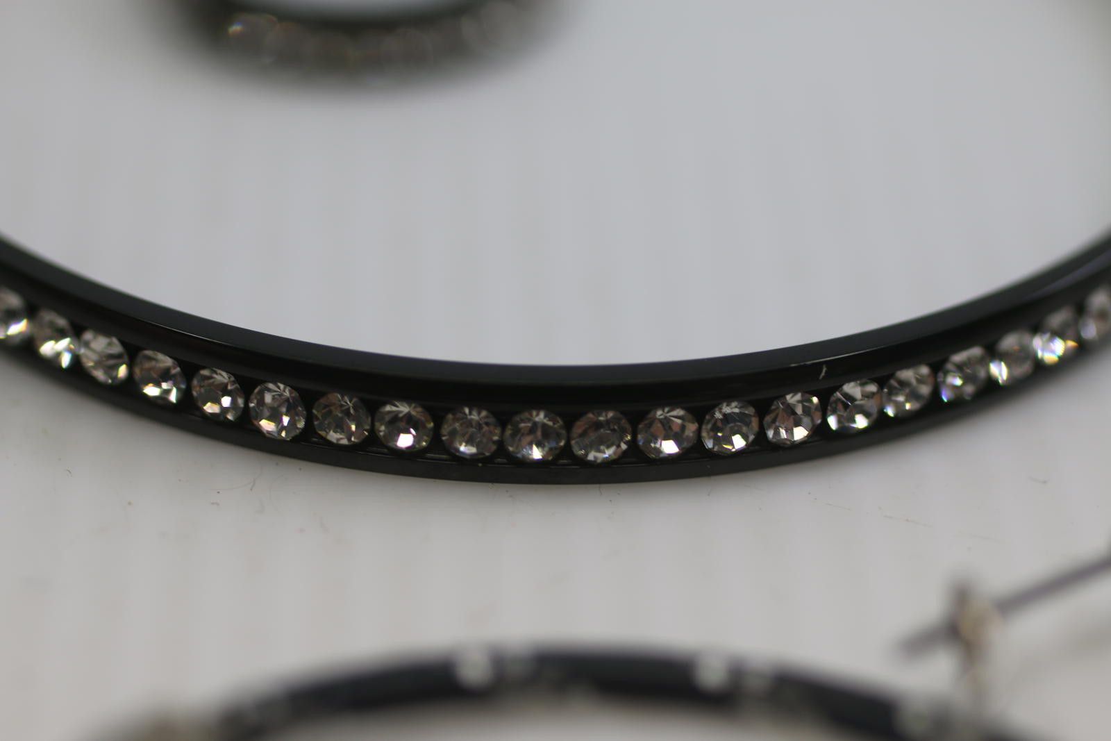 Unknown London Black Rhinestone Jewelry Set – Hoop Earrings, Bangle & Ring Size ONE SIZE - 4 Thumbnail