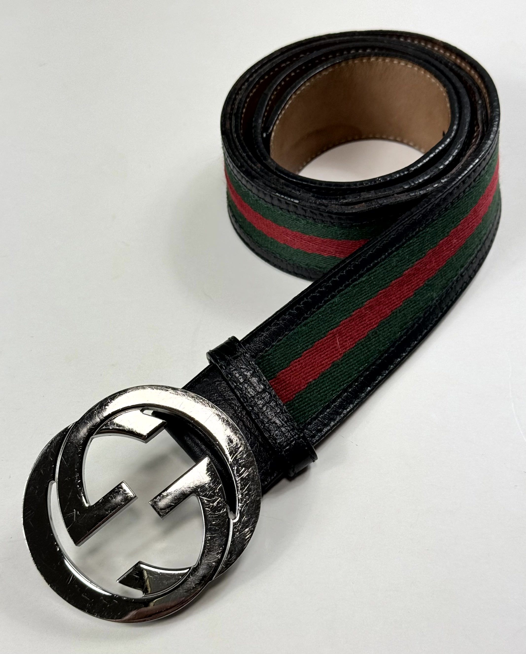 Gucci Gucci Web Green/Red Stripe GG Interlocking Belt Size 95/38 Size ONE SIZE - 1 Thumbnail
