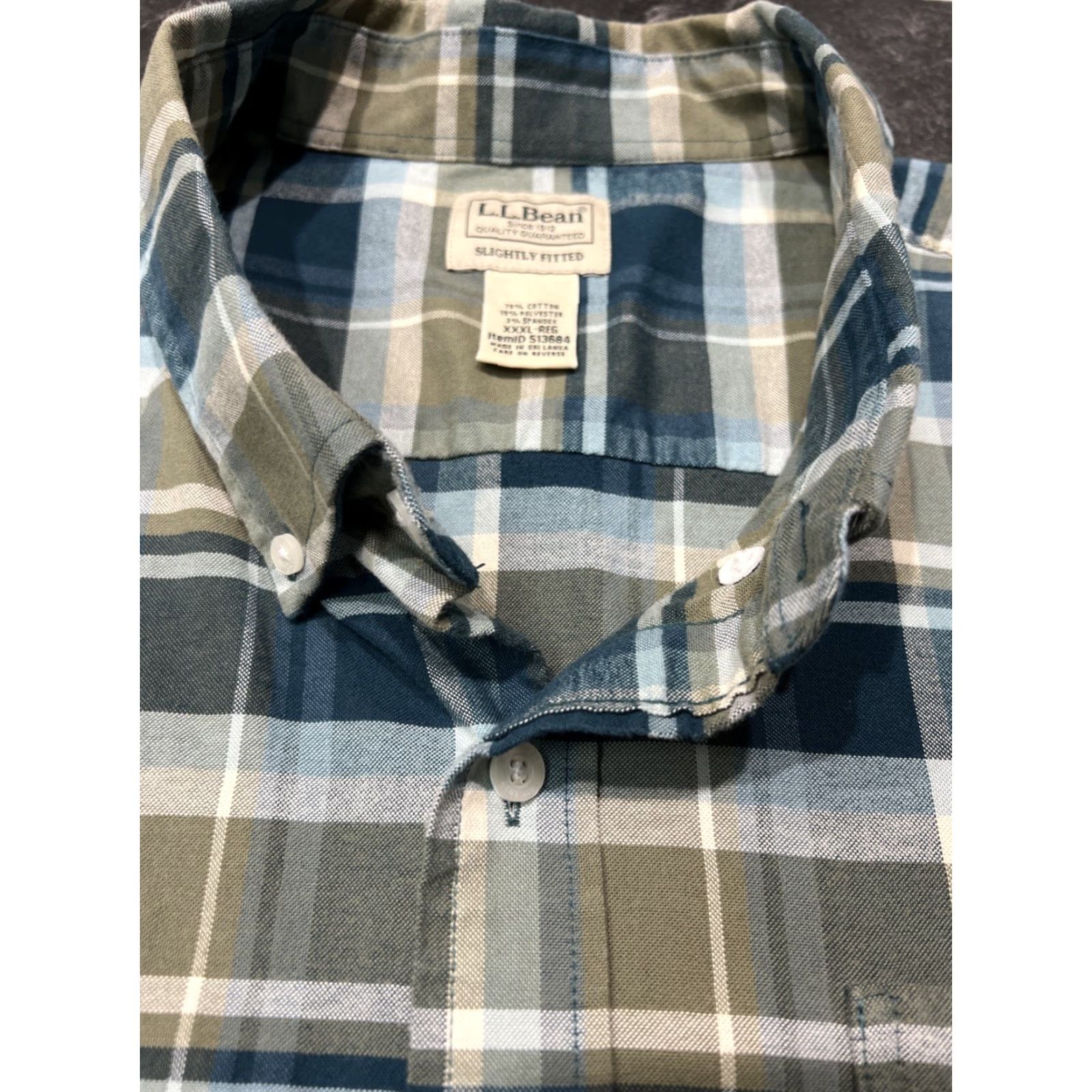 Vintage LL Bean Mens XL Tall Slightly Fitted Plaid Short Sleeve Button Up Shirt Size US XXL / EU 58 / 5 - 6 Thumbnail