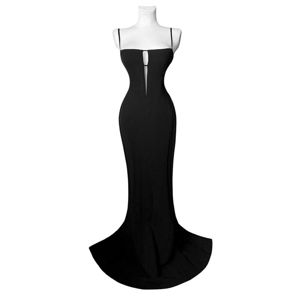 Iconic S/S 1999 Gianni Versace black silk maxi dress
