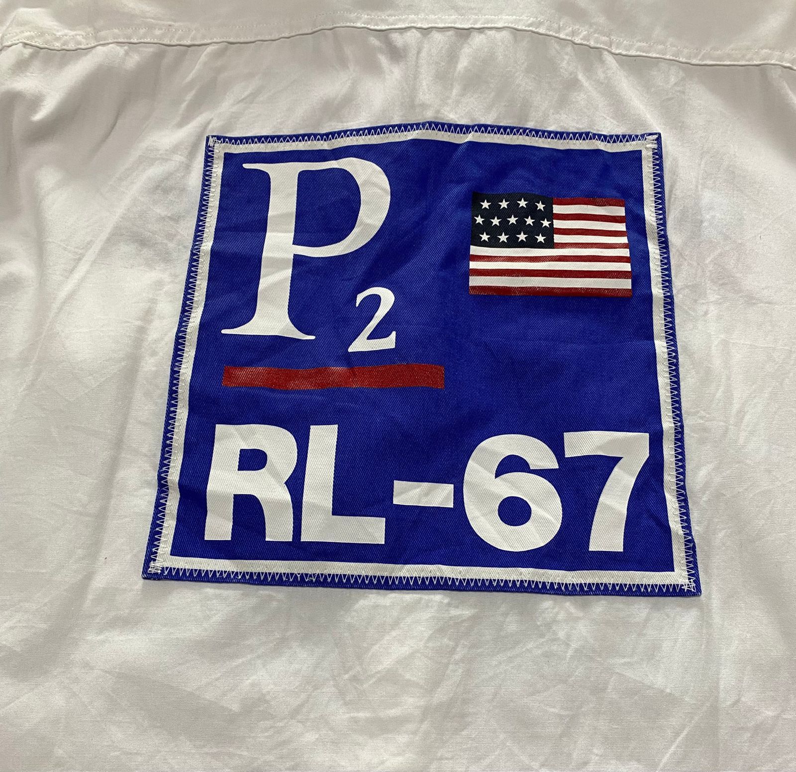 Polo Ralph Lauren × Ralph Lauren × Vintage Ralph Lauren Polo Shirt White Button Up USA American Flag RL Size US XL / EU 56 / 4 - 2 Thumbnail