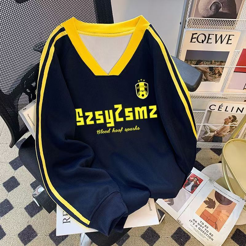 Vintage Navy Yellow Soccer Jersey Sweatshirt Size US M / EU 48-50 / 2 - 1 Thumbnail