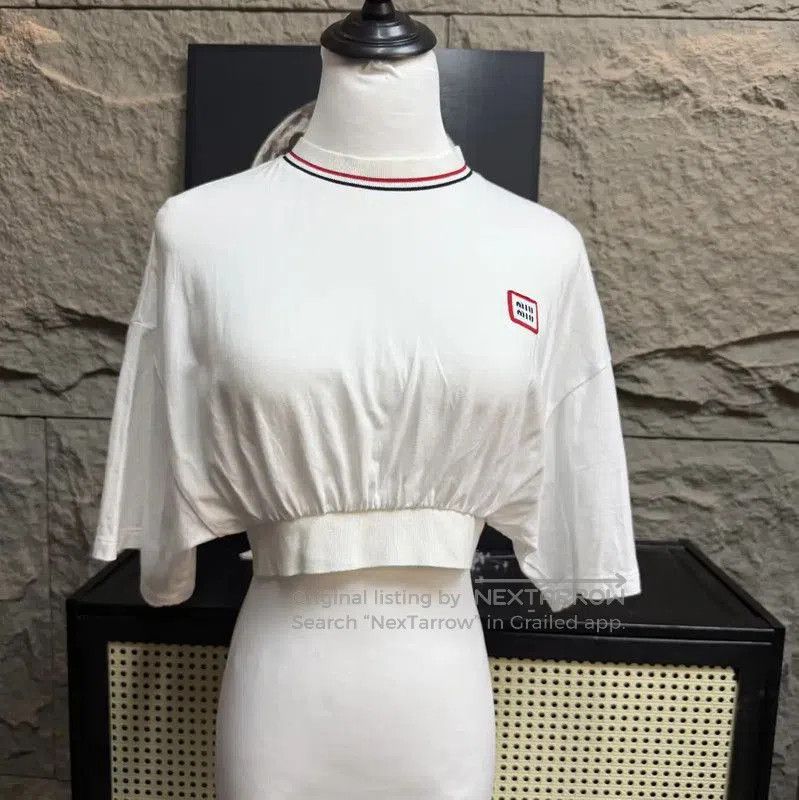 Miu Miu Miu Miu White Cotton Cropped T-Shirt . Size XXS / US 00 / IT 34 - 1 Thumbnail