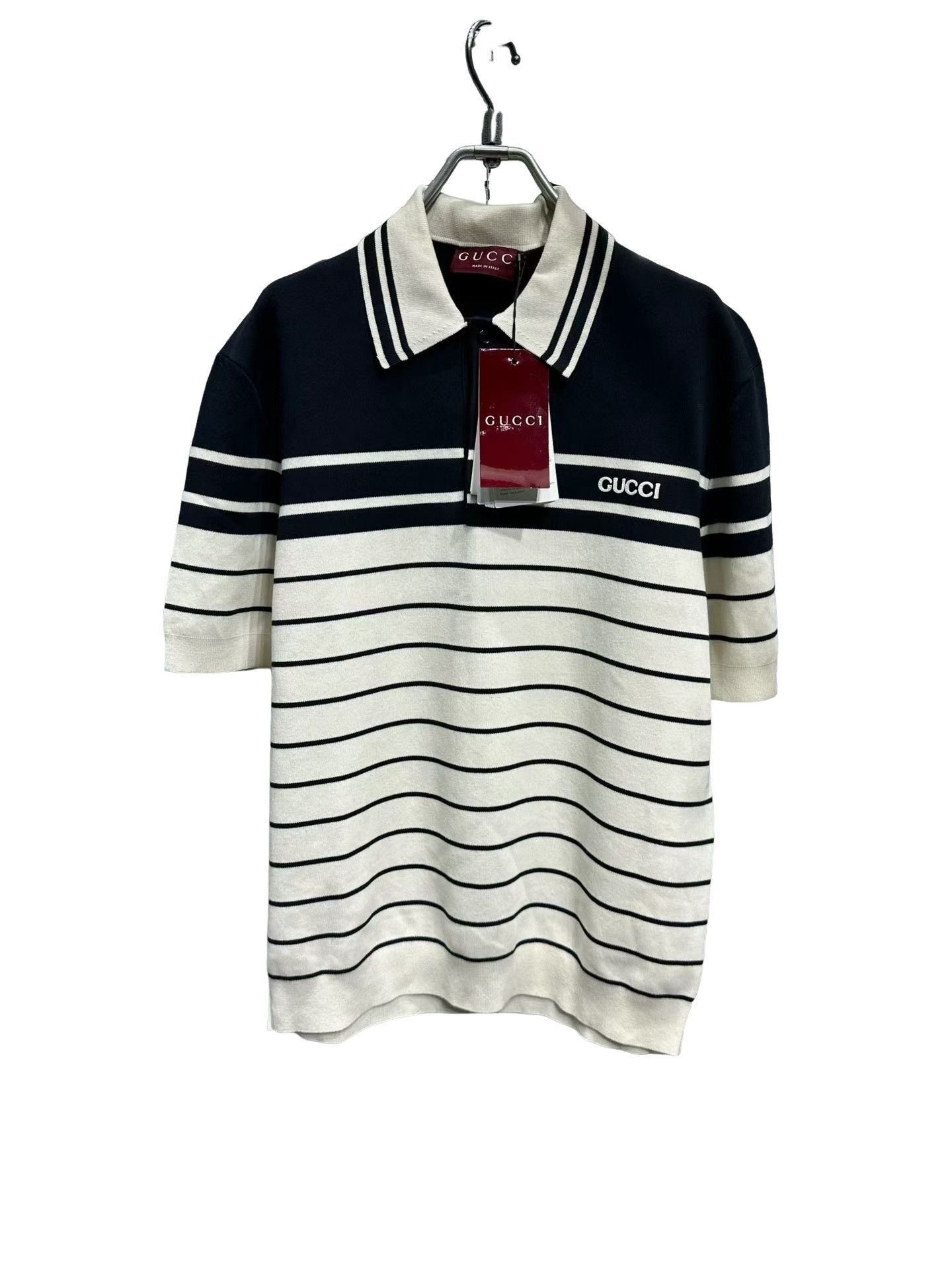 Gucci Gucci Striped Knit Polo Shirt Size M Size US M / EU 48-50 / 2 - 1 Thumbnail
