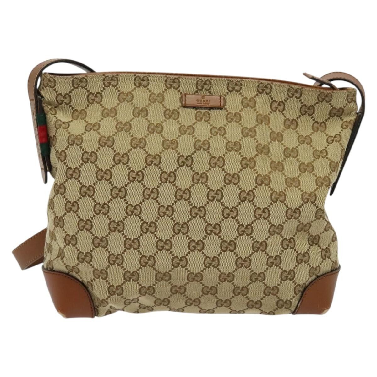 Gucci GUCCI GG Canvas Web Sherry Line Shoulder Bag Beige Gold Size ONE SIZE - 2 Thumbnail