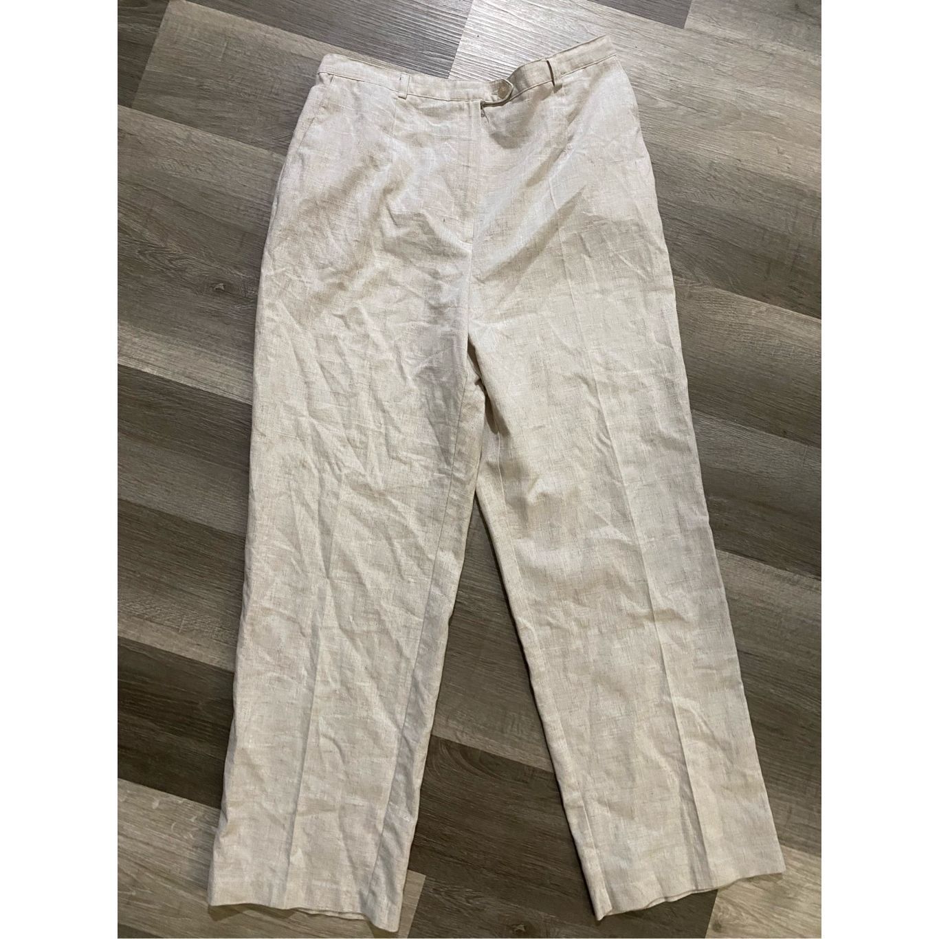 Misty Harbor Sag Harbor Light Khaki Linen Pants, Straight Leg, Size 12P Size 34" / US 12 / IT 48 - 1 Thumbnail