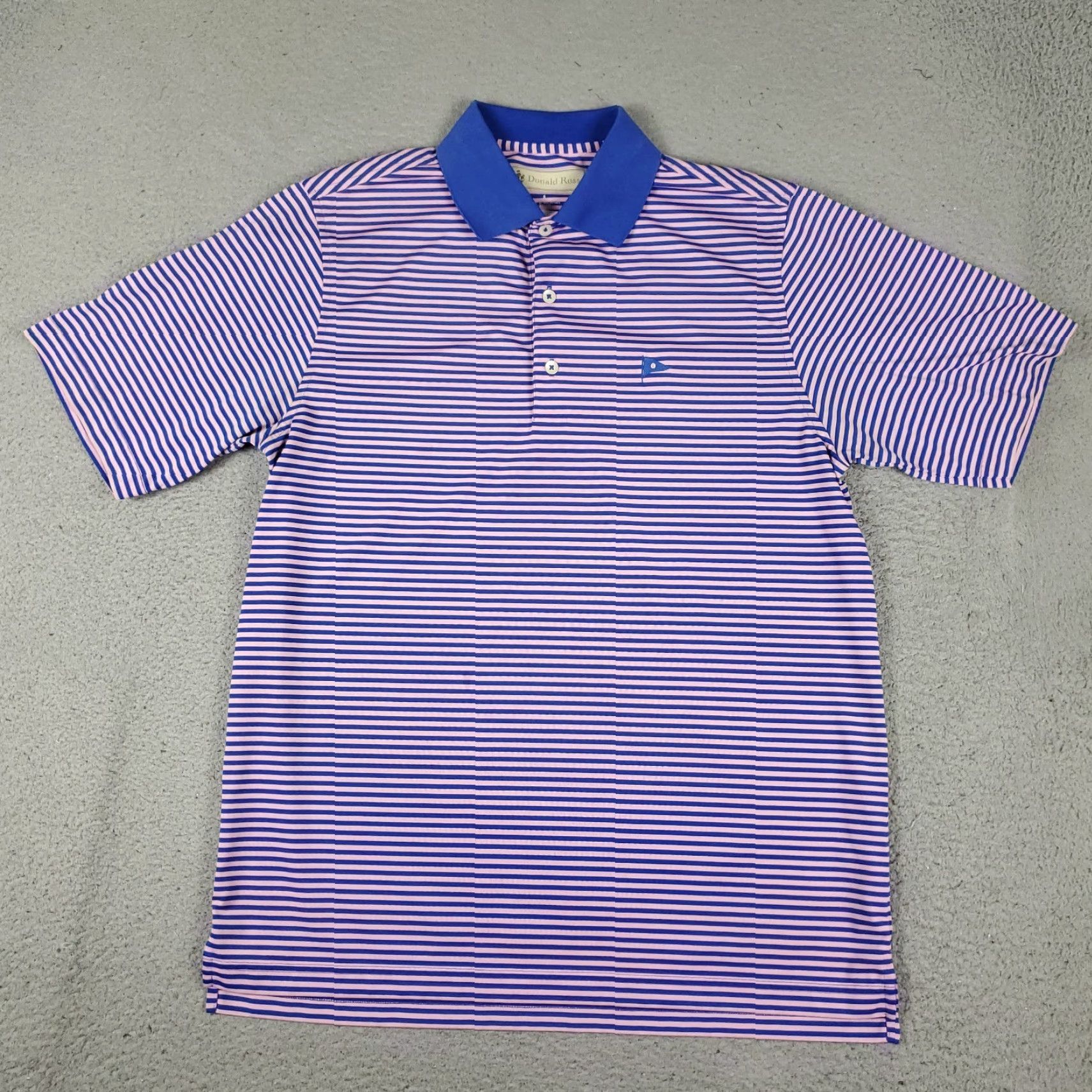 Vintage Donald Ross Polo Shirt Mens Large Blue Pink Striped Golf Casual Short Sleeve Shirt Size US L / EU 52-54 / 3 - 2 Thumbnail