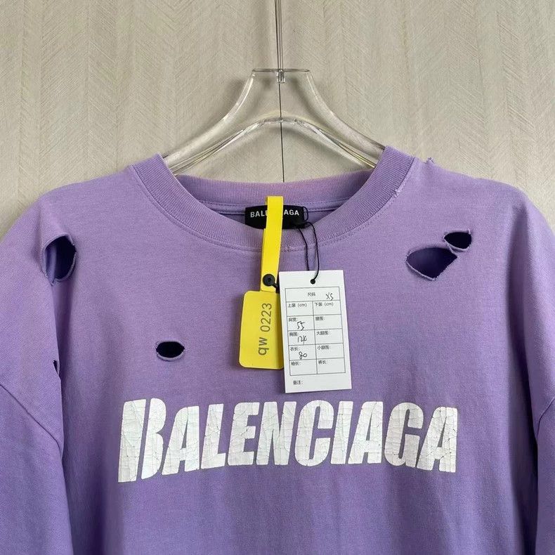 Balenciaga Balenciaga Taro Purple Ripped Letter Short Sleeve Size US XS / EU 42 / 0 - 2 Thumbnail