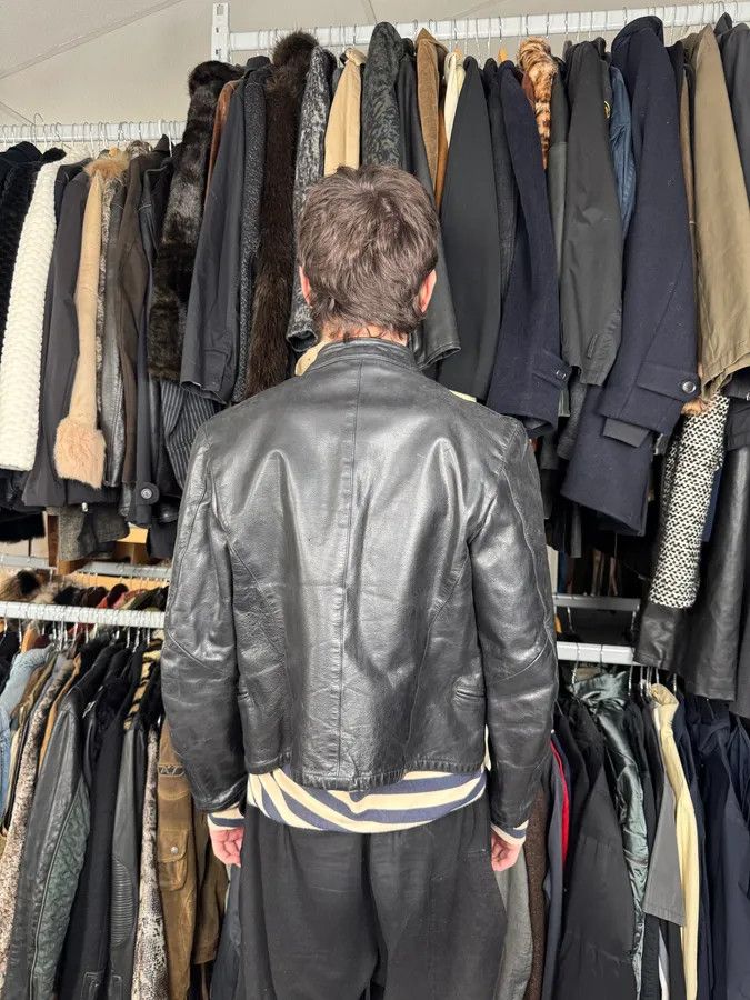 Emporio Armani 1990s Emporio Armani Mao Black Grain Leather Buttoned Jacket Size US S / EU 44-46 / 1 - 4 Thumbnail