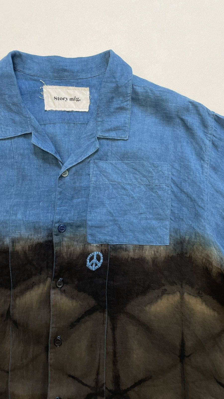 Story Mfg. Blue/Black ‘Peace Tie Dye’ Print Shirt Size US L / EU 52-54 / 3 - 6 Thumbnail