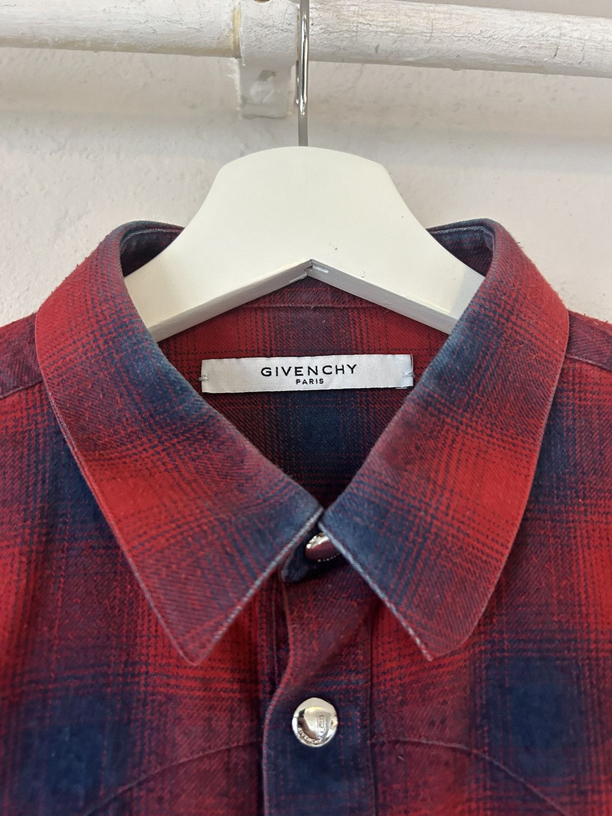 Givenchy Givenchy Red and Blue Checkered Western Shirt – Size 40 Size US M / EU 48-50 / 2 - 2 Thumbnail