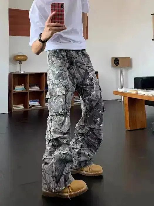 Japanese Brand Retro Camo Multi-Pocket Wide-Leg Cargo Jeans Size US 32 / EU 48 - 6 Thumbnail
