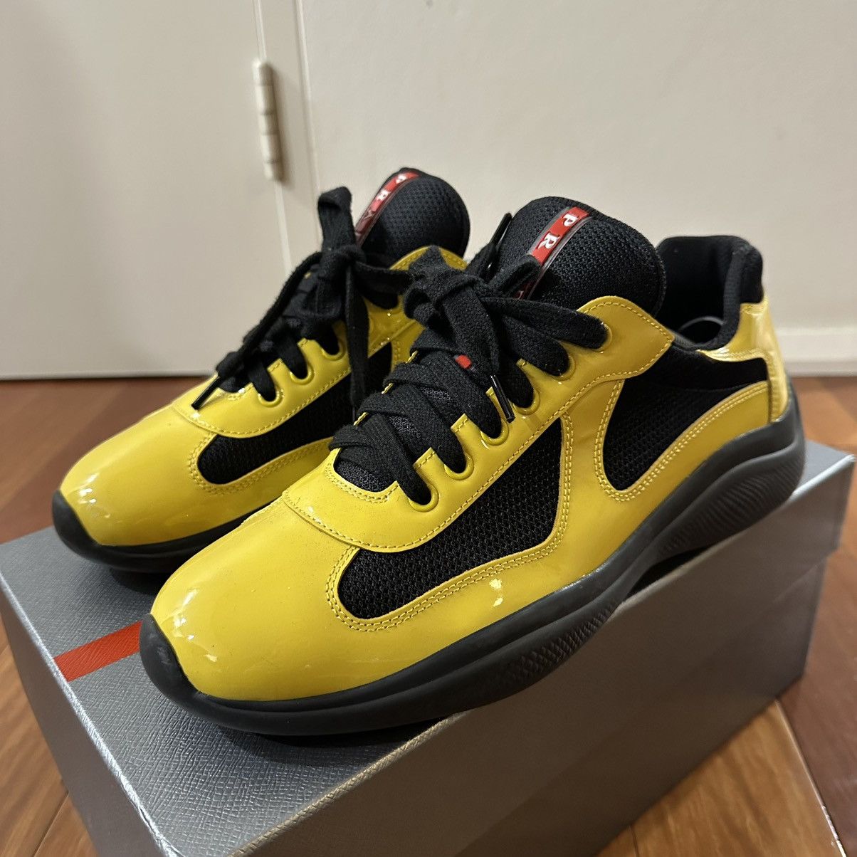Prada AmericaS Cup Patent Leather Shoes in Yellow, Men's (Size 8.5)