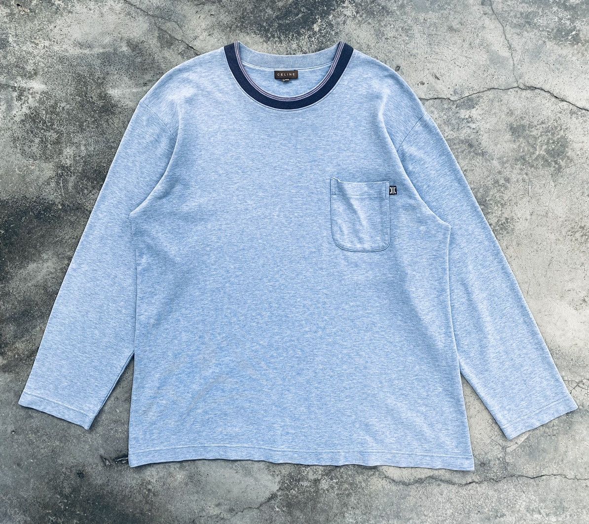 Celine Vintage Celine Plain Pocket Long Sleeve Tees Size US L / EU 52-54 / 3 - 1 Thumbnail