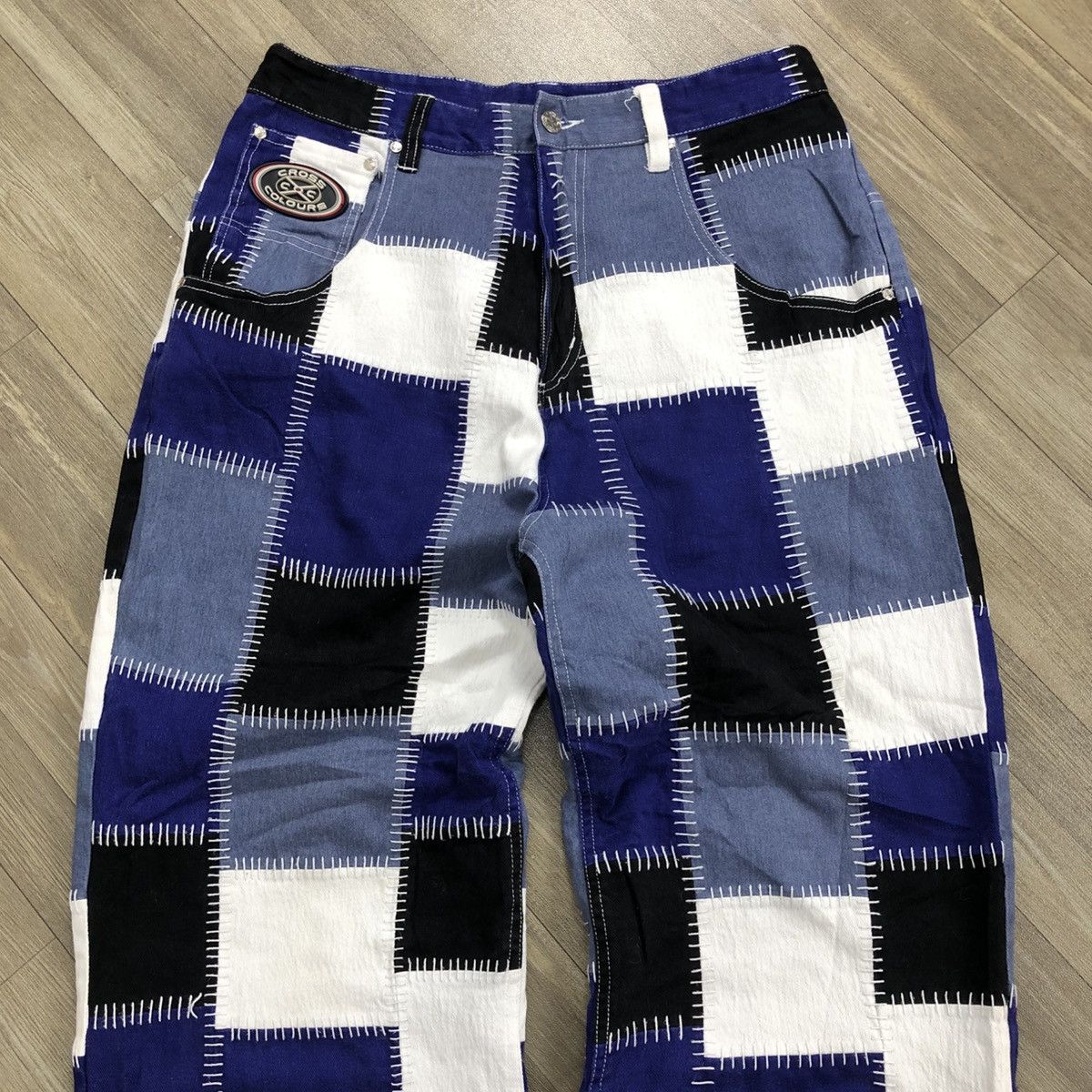 Cross Colours RARE💥 Cross Colours Patchworks JNCO Style Baggy Pants Size US 34 / EU 50 - 2 Thumbnail
