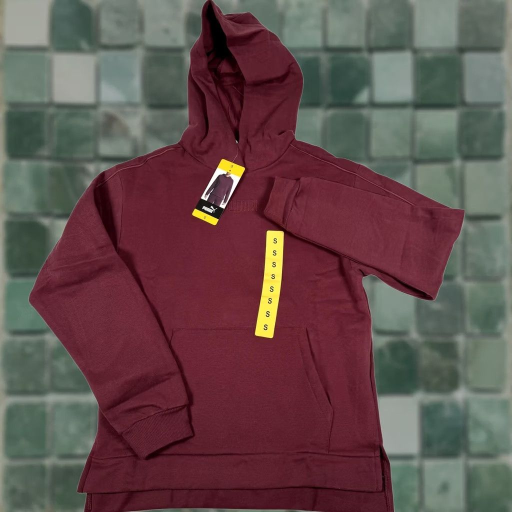Puma PUMA Hoodie Sweatshirt Small Maroon Pullover Fleece Kangaroo Pocket Athleisure Womens S Size S / US 4 / IT 40 - 1 Thumbnail