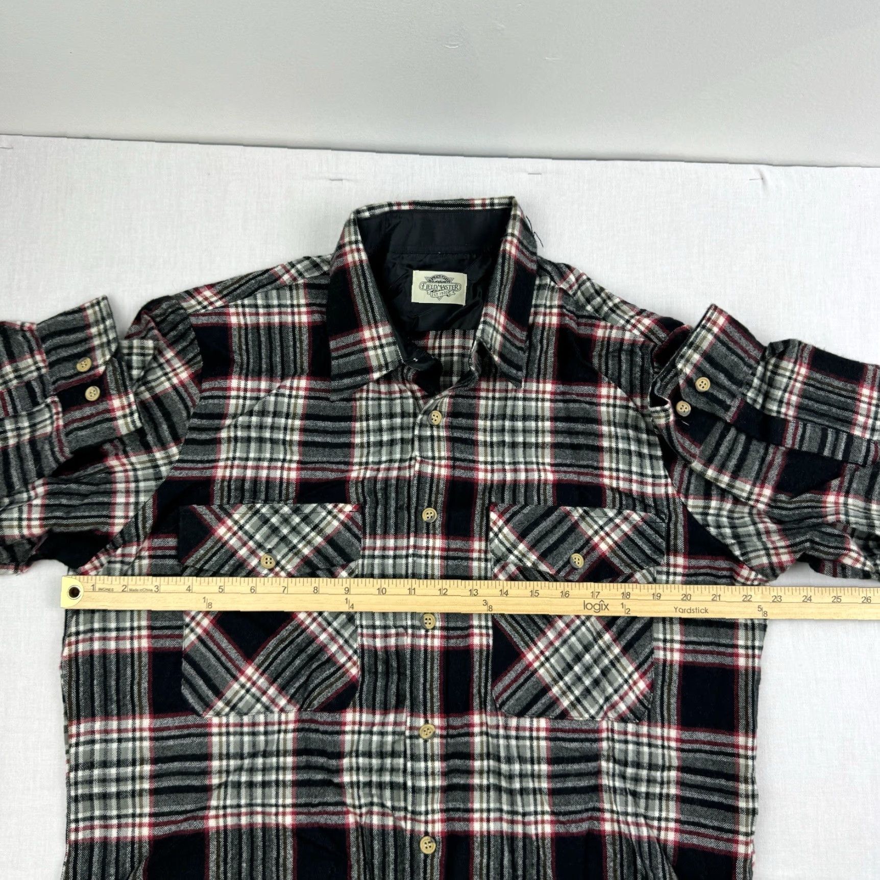 Vintage VINTAGE Fieldmaster Shirt Button-Up Adult Large Black Plaid Flannel 90s Outdoor Workwear Mens Shirt Size US L / EU 52-54 / 3 - 7 Thumbnail