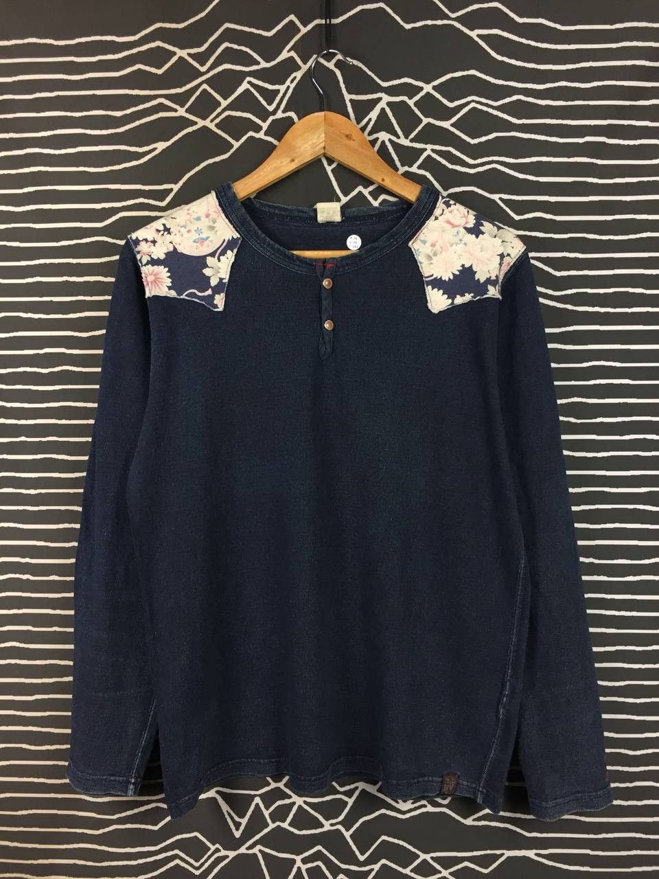 Japanese Brand Concept by Eternal Floral Patchwork Sashiko-Style Henley Tee Size US M / EU 48-50 / 2 - 1 Thumbnail
