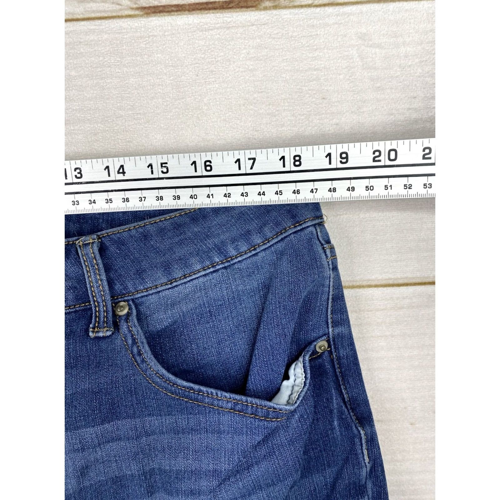 Vintage Time And Tru Jeans Skinny 20 Plus Blue High Rise Button Fly Distressed Denim Jeans Women Size 42" / US 20 - 5 Thumbnail