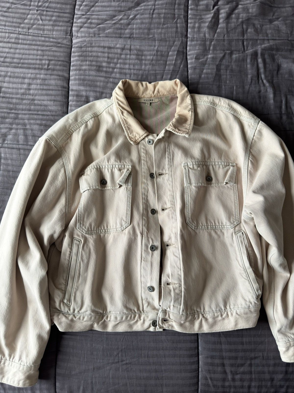 Pre-owned Yeezy Season 6 Flannel Denim Jacket In Sand