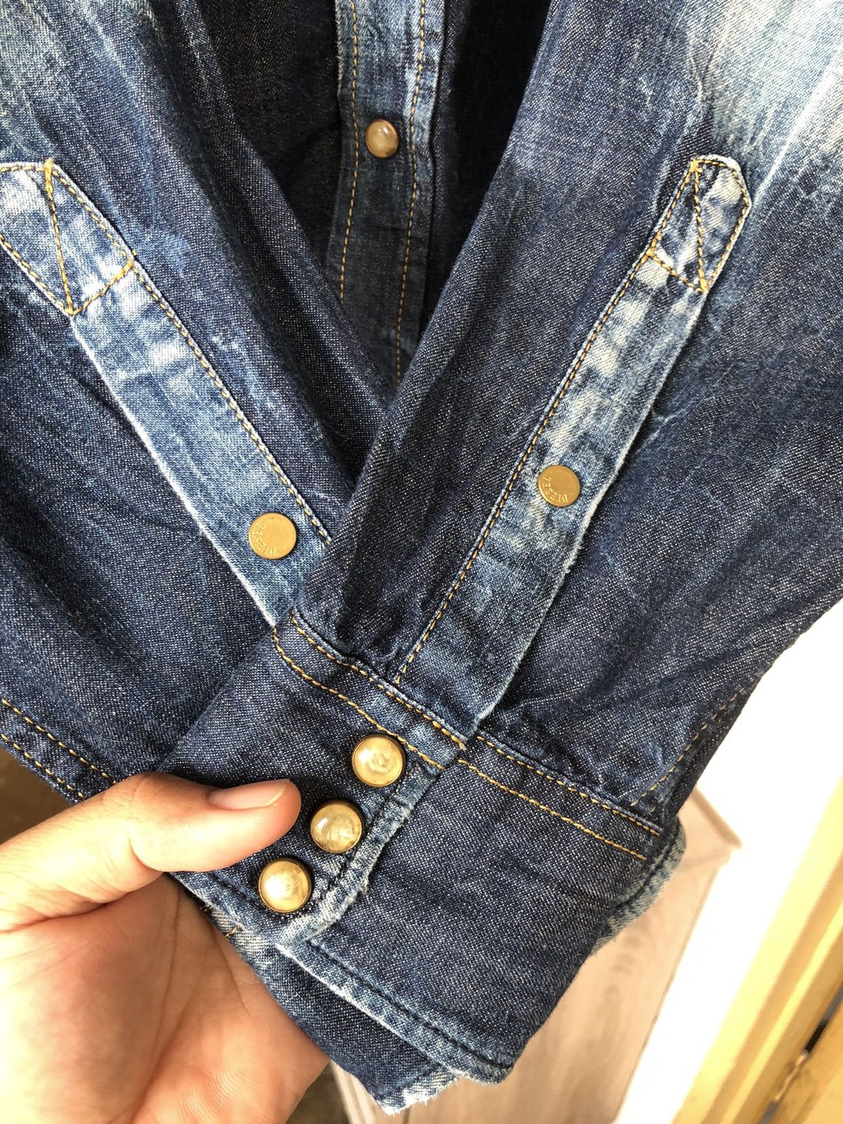 Diesel Rare🔥 Diesel Industries Distressed Punk Western Denim Shirt Size US XL / EU 56 / 4 - 12 Thumbnail