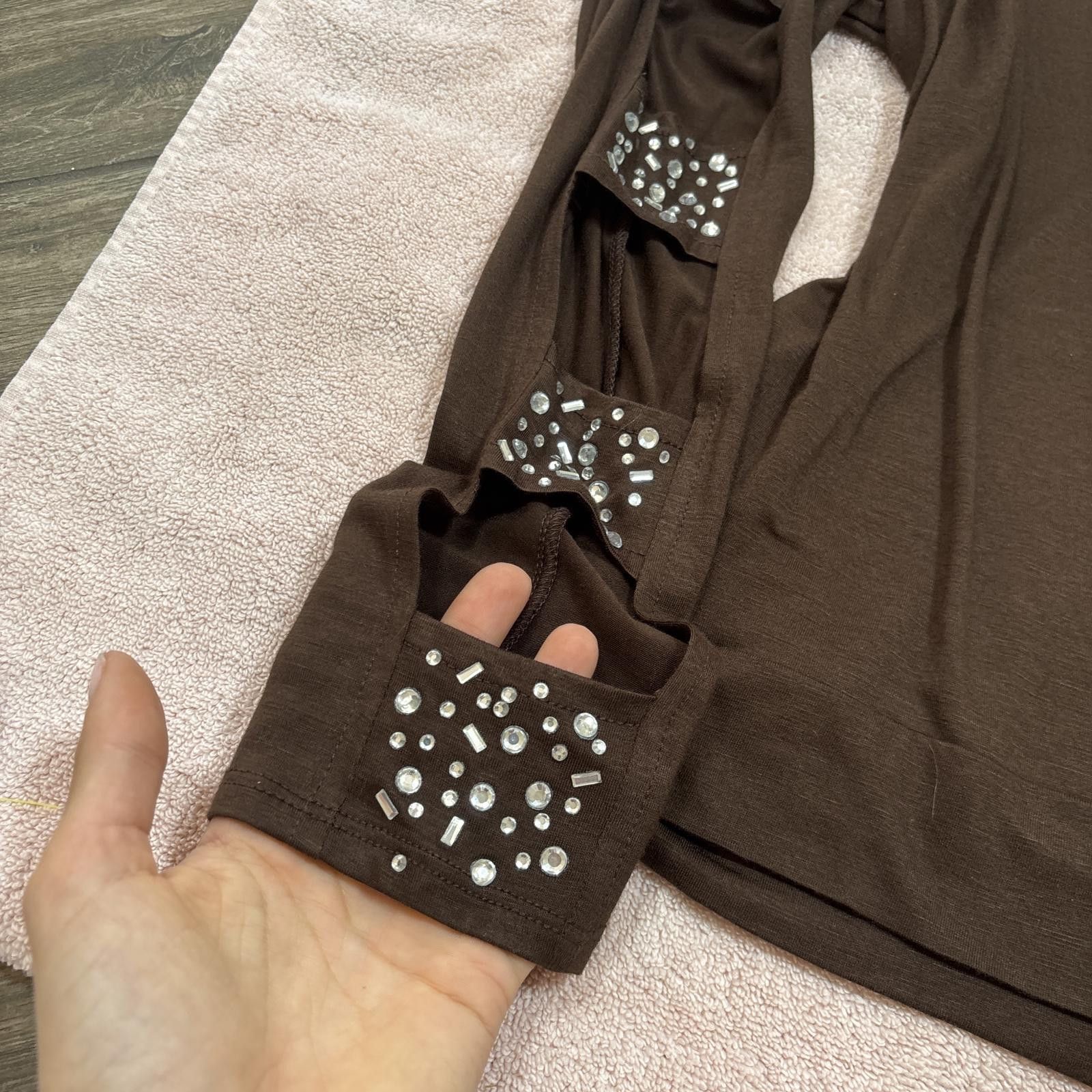 Other y2k grunge rhinestone blouse with cut outs Size M / US 6-8 / IT 42-44 - 3 Thumbnail