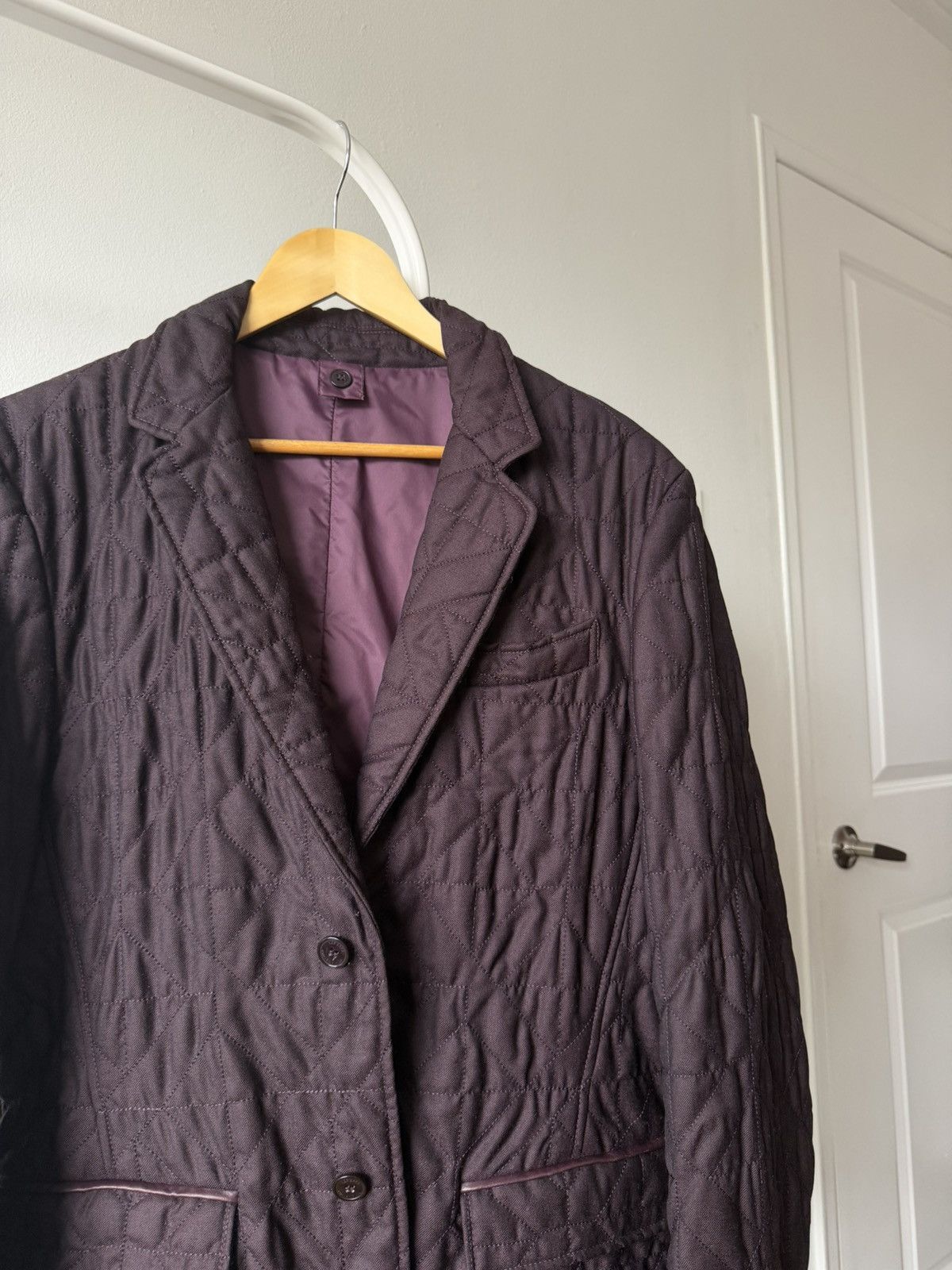 Versace Versace Collection Purple Wool Quilted Jacket Blazer Leather Size US M / EU 48-50 / 2 - 5 Thumbnail