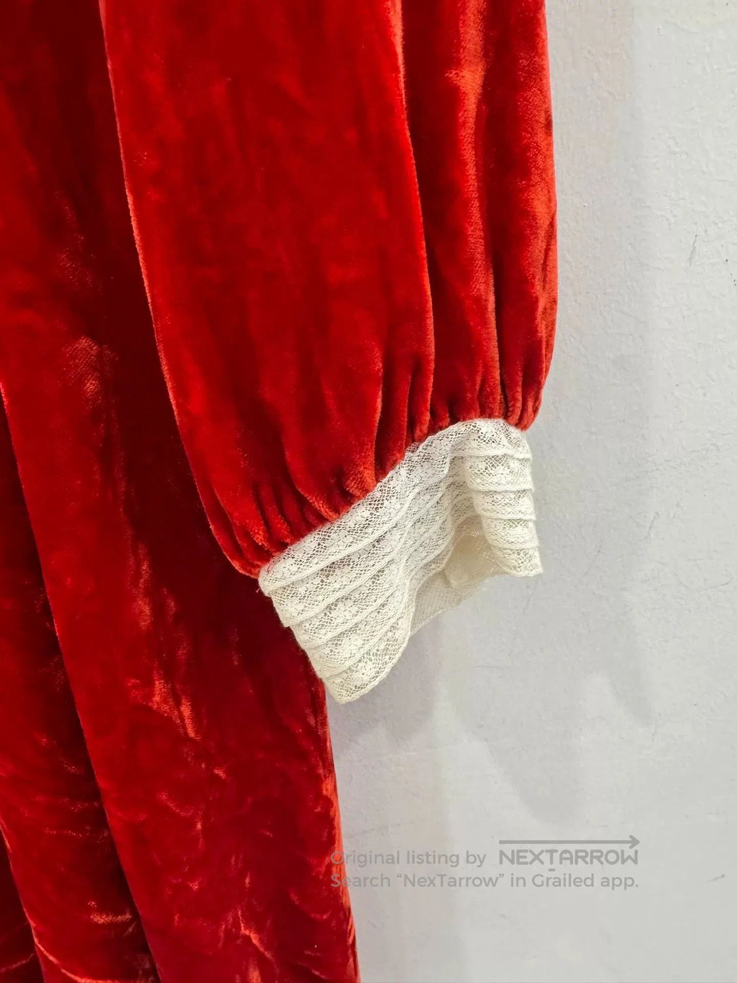 Dior Dior Red Velvet White Lace Women's Dress. Size XXS / US 00 / IT 34 - 4 Thumbnail