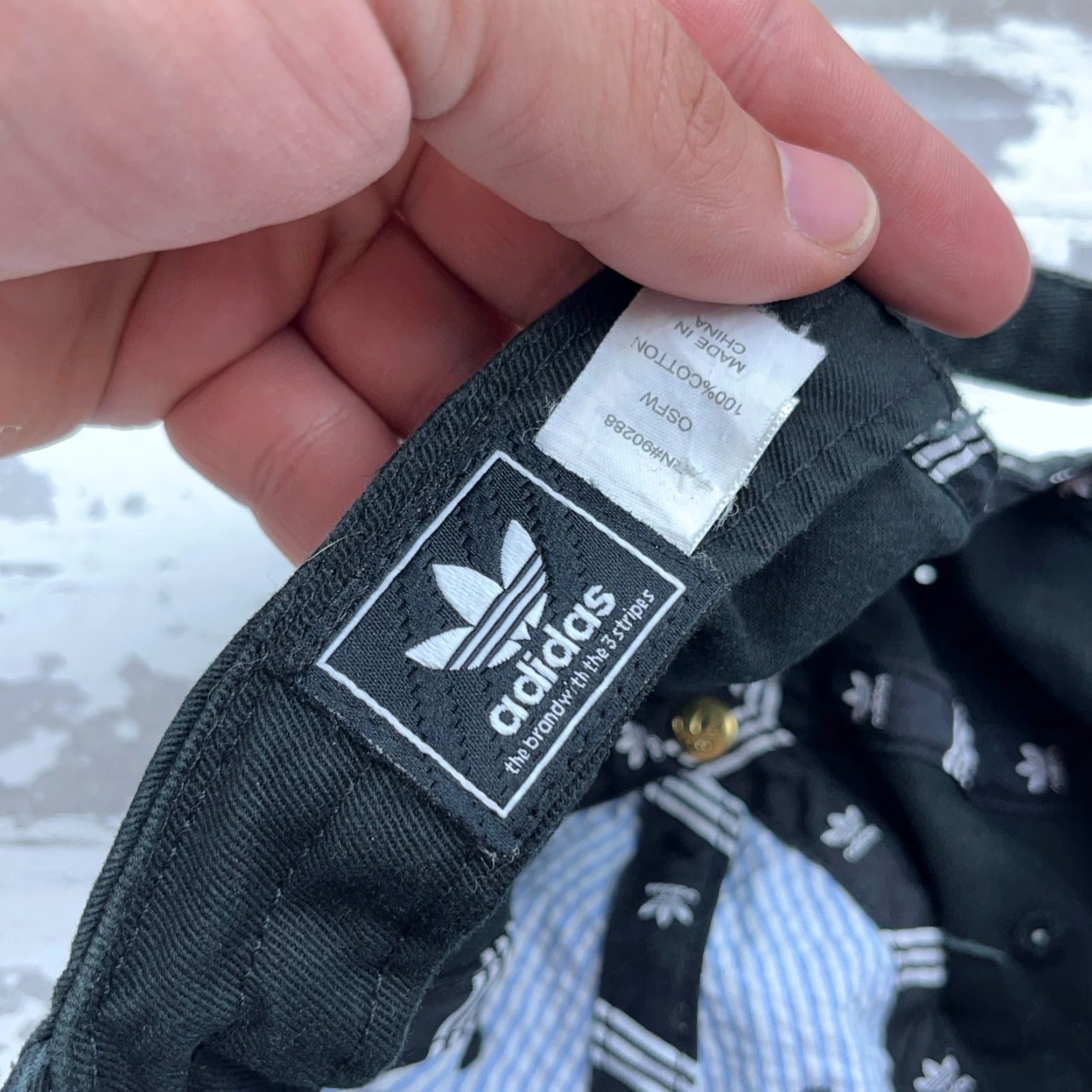 Adidas Adidas Hat Cap Strap Back Black White Baseball Dad Spell Out Trefoil Logo Faded Size ONE SIZE - 6 Thumbnail