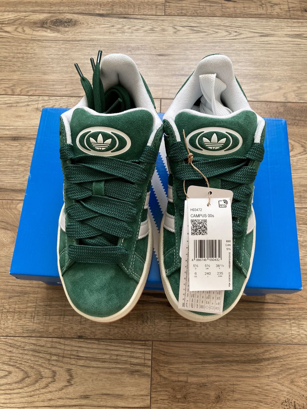 Adidas adidas Campus 00s Dark Green Cloud White (H03472) 38.5 EU Size US 6 / EU 39 - 6 Thumbnail